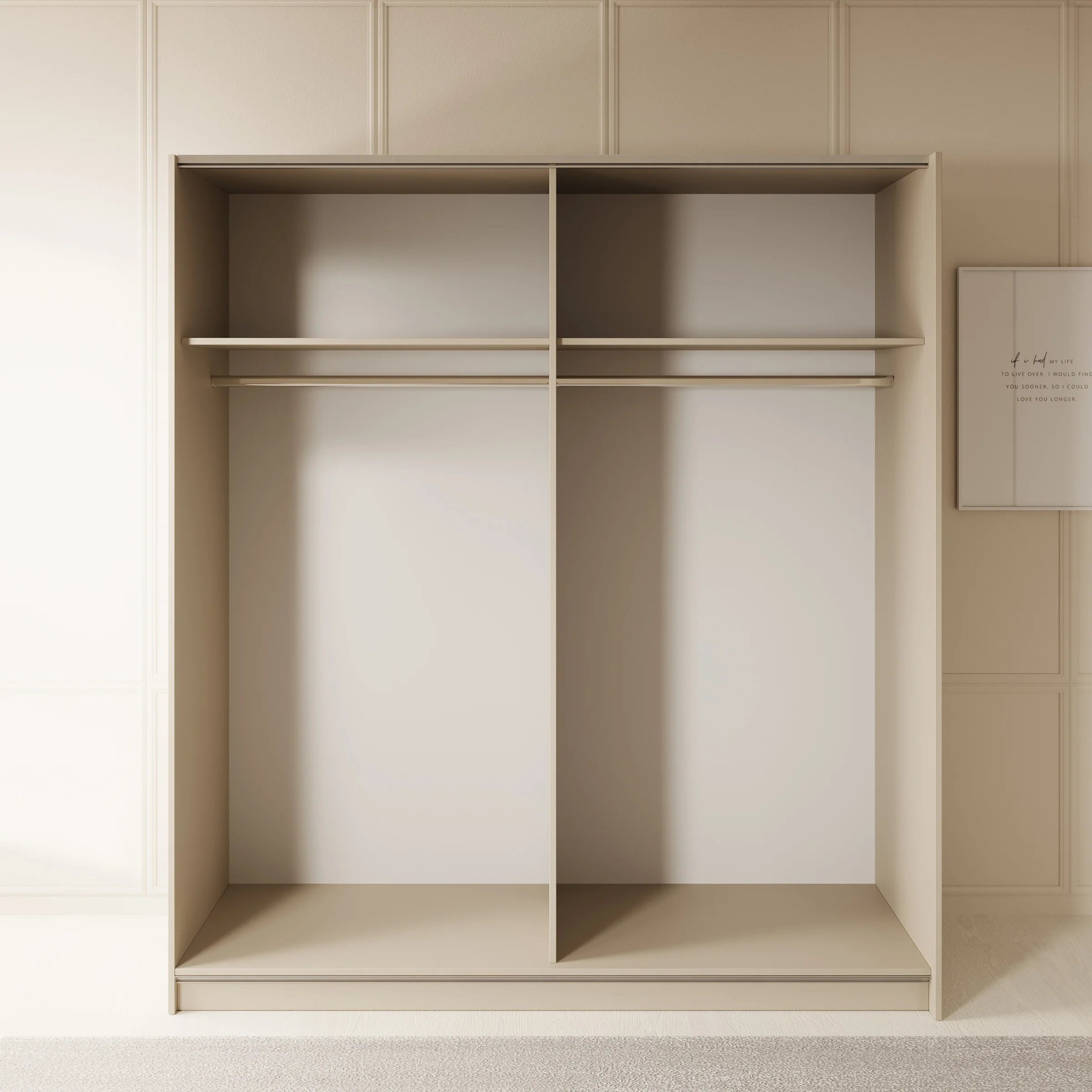 Luce - Kledingkast met schuifdeuren - Beige - 180x55x201 cm - Image 2
