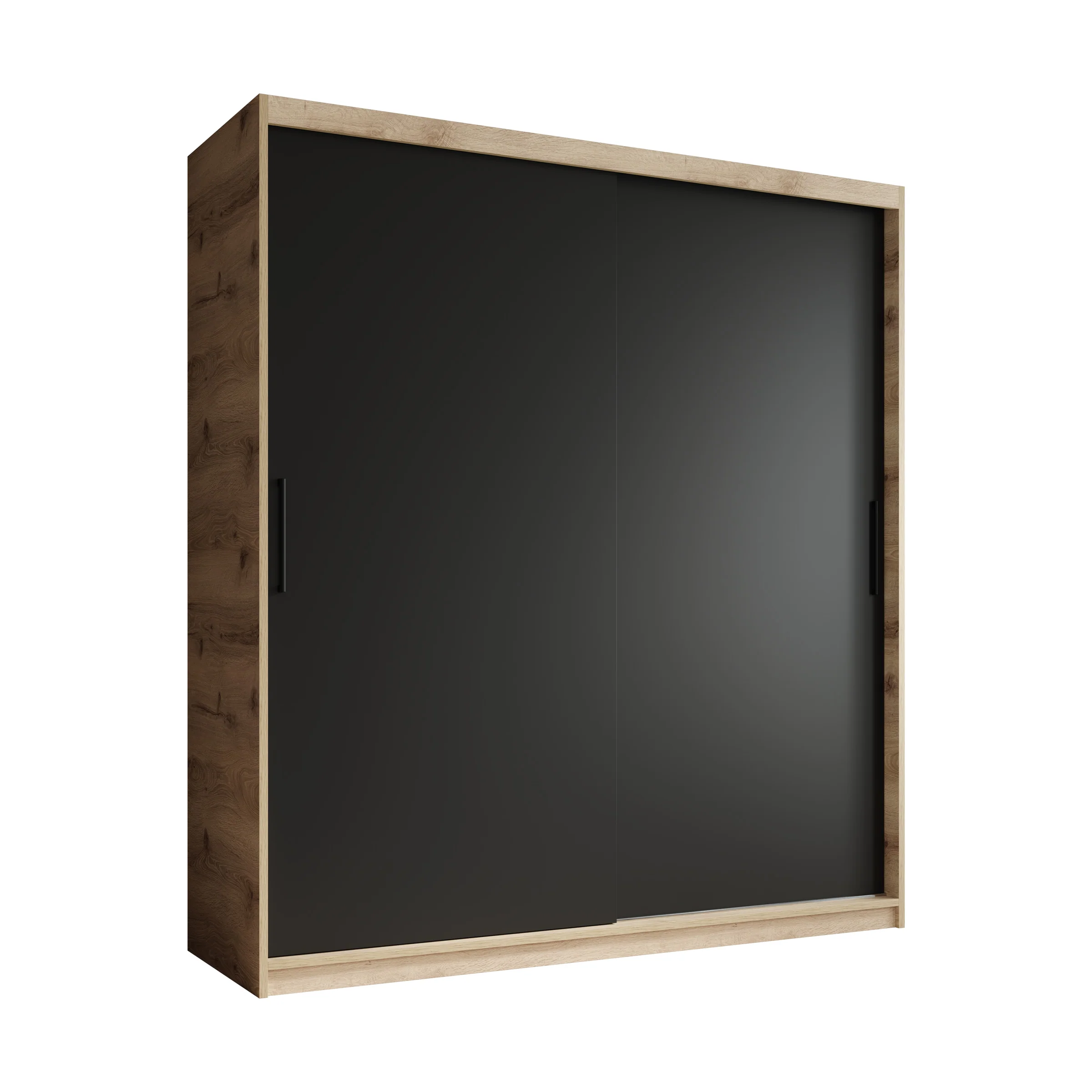 Luxor - Kledingkast met schuifdeuren - Zwart/eiken - 180x62x200 cm - Image 6