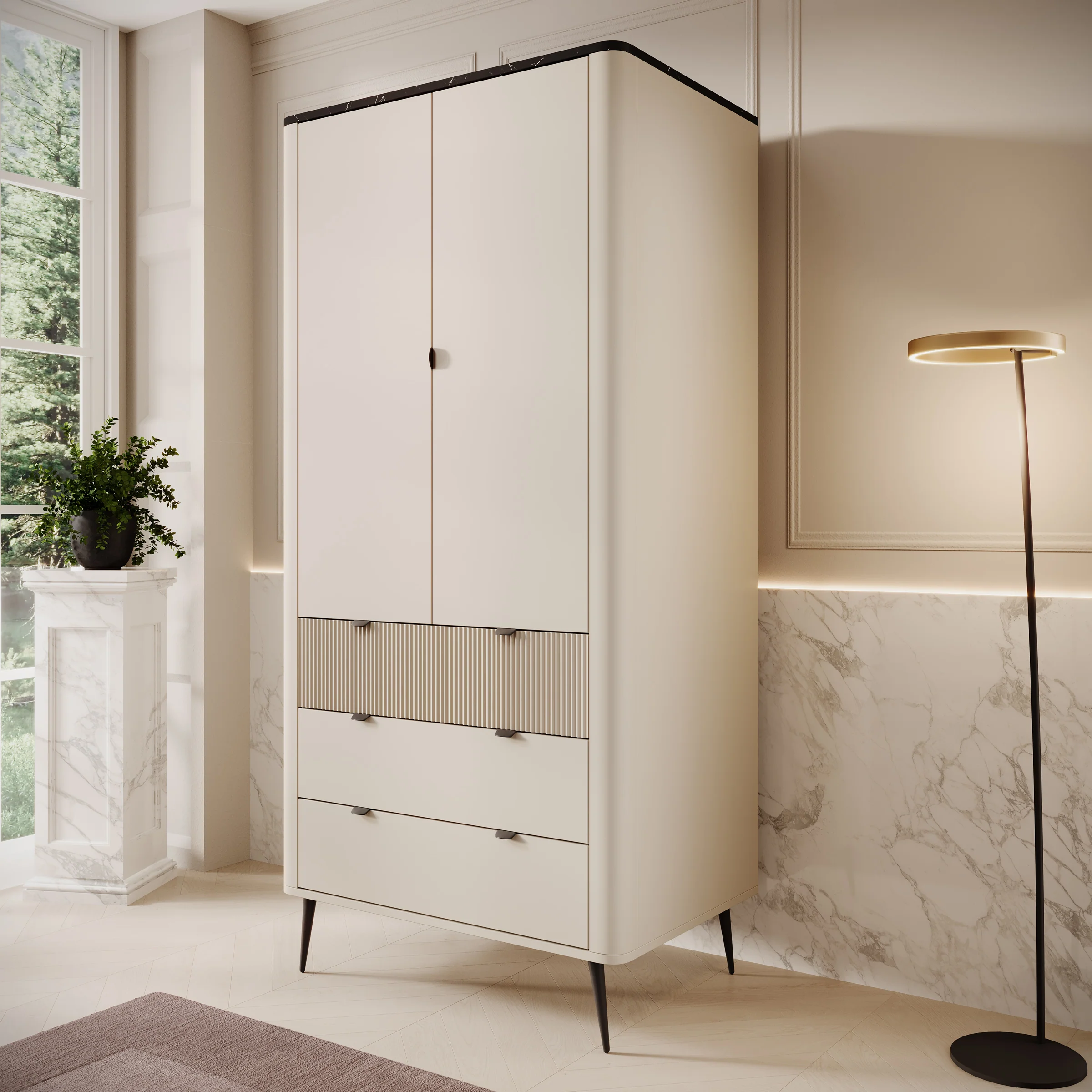 Mace - Kledingkast 2-deurs - Beige - 60x191x90 cm