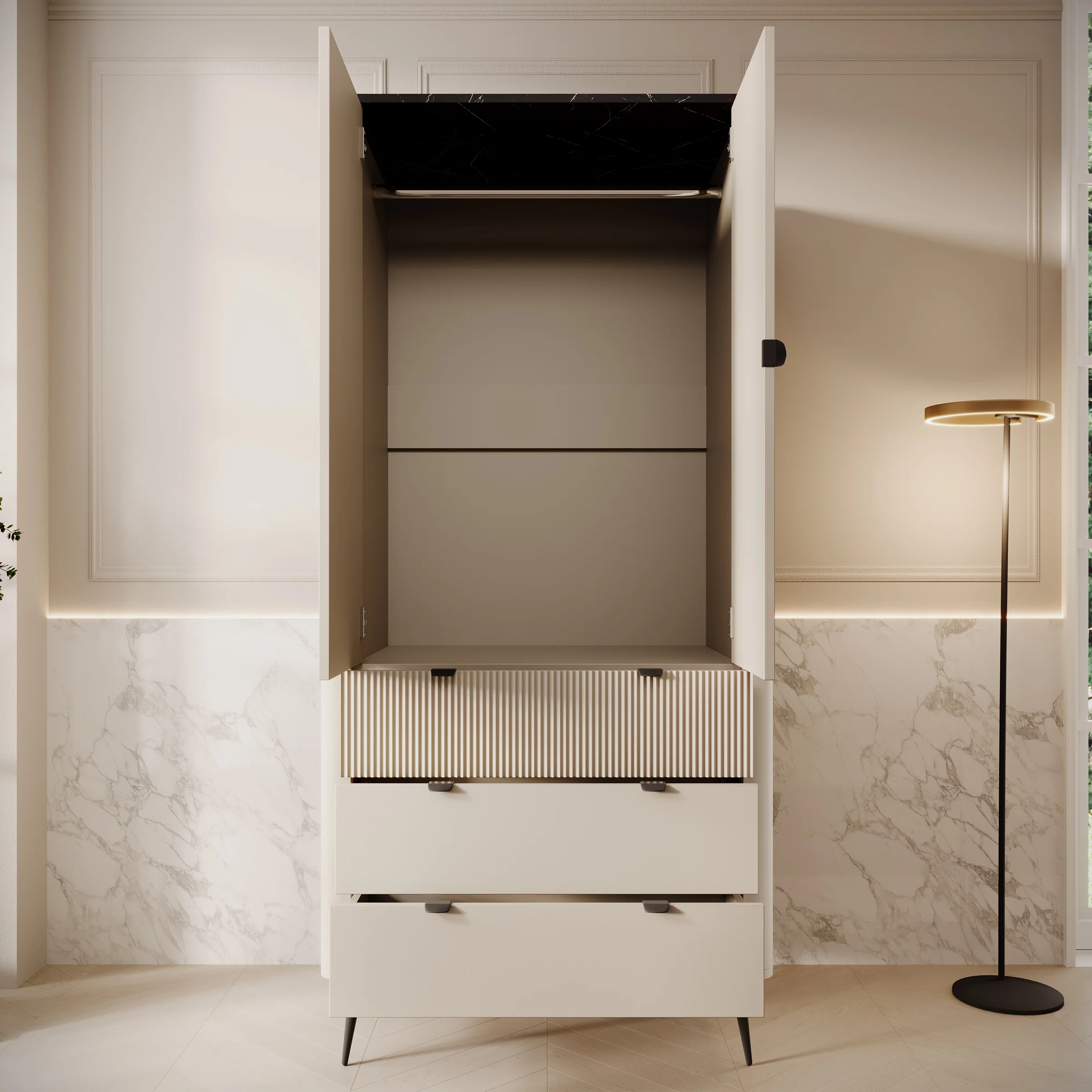 Mace - Kledingkast 2-deurs - Beige - 60x191x90 cm - Image 2