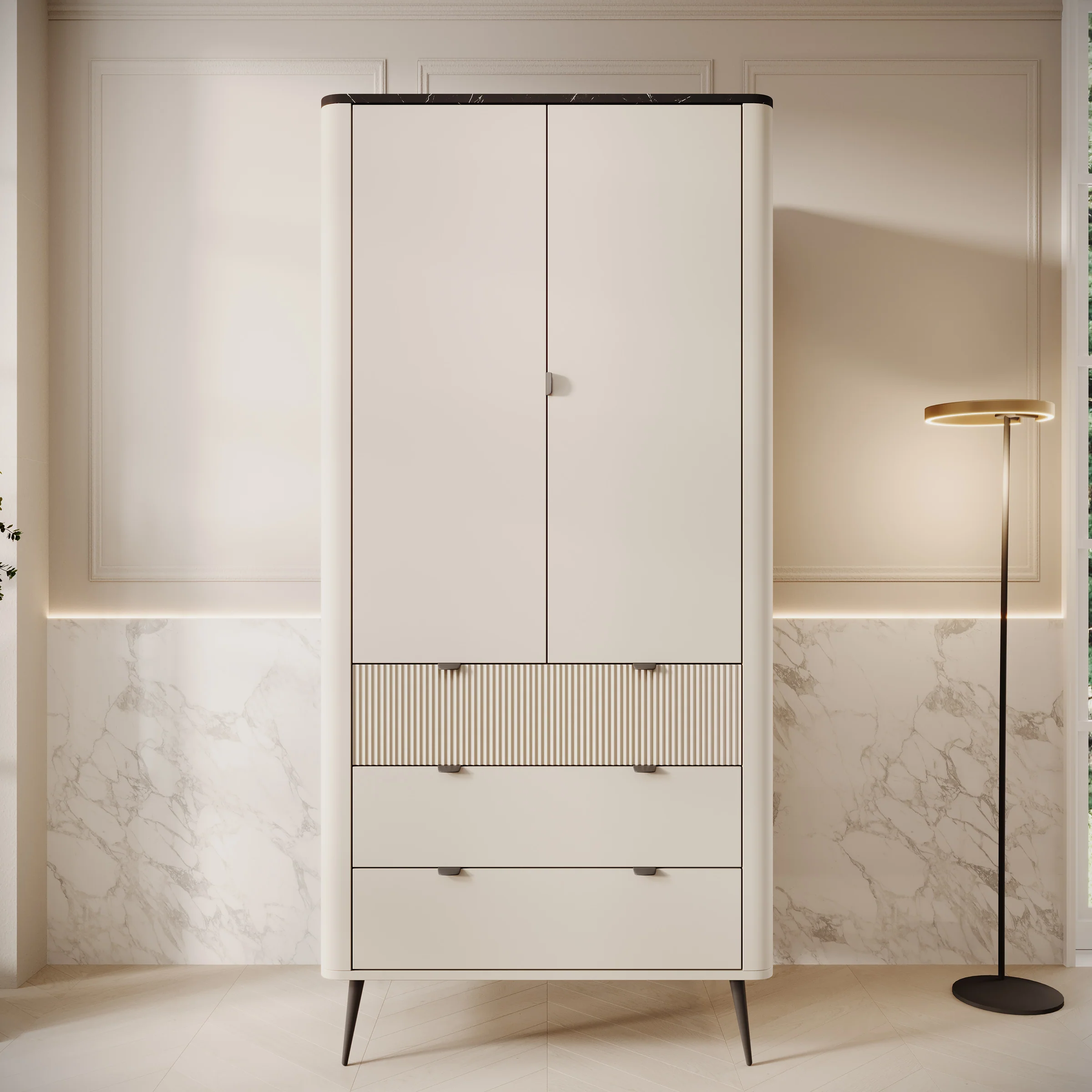 Mace - Kledingkast 2-deurs - Beige - 60x191x90 cm - Image 3