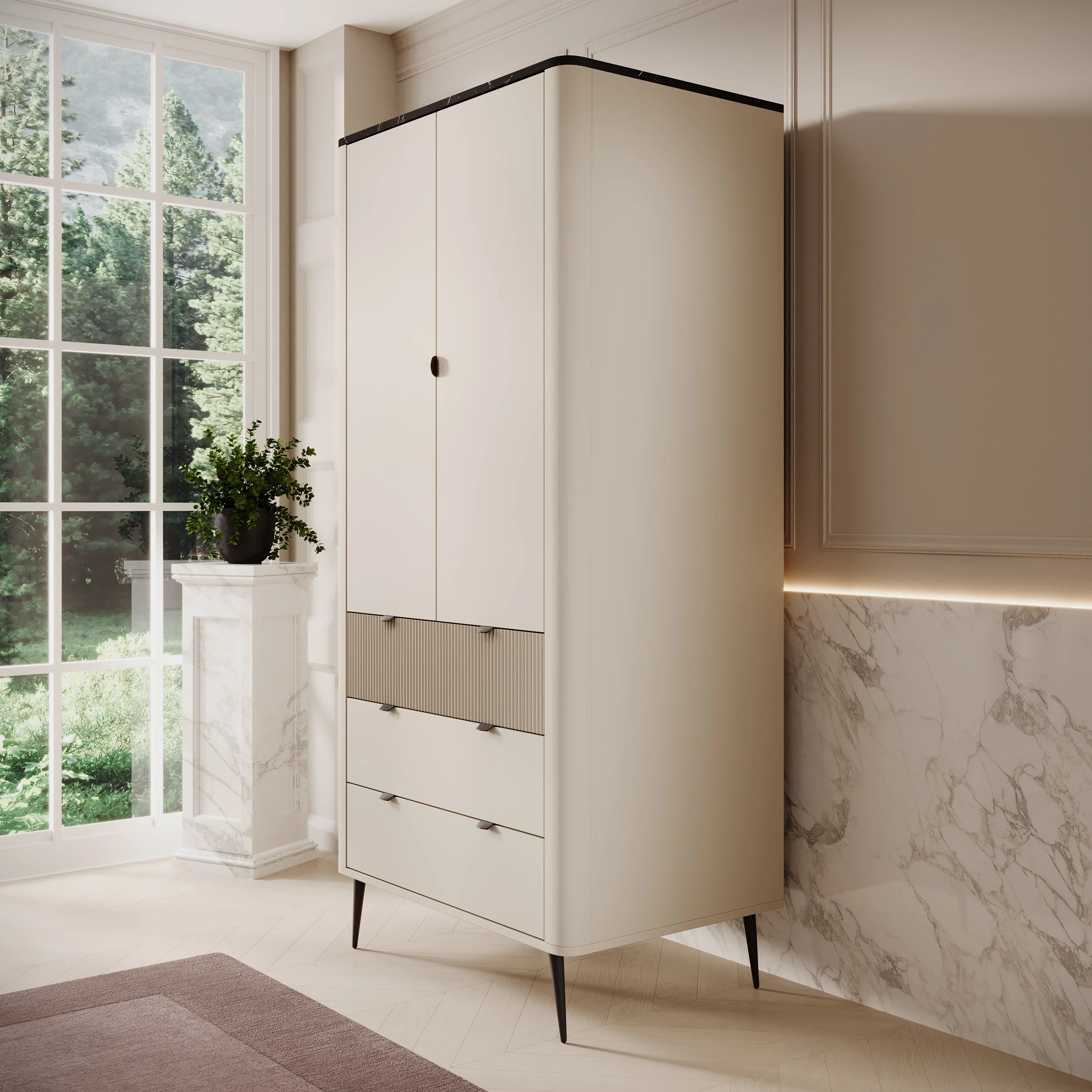 Mace - Kledingkast 2-deurs - Beige - 60x191x90 cm - Image 4