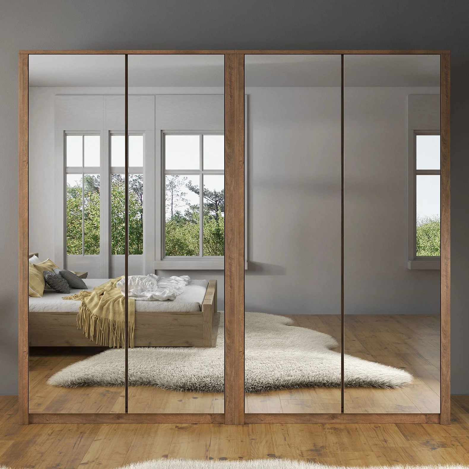 Malibu - Kledingkast 4-deurs - Eiken - 227x53x197 cm - Image 3