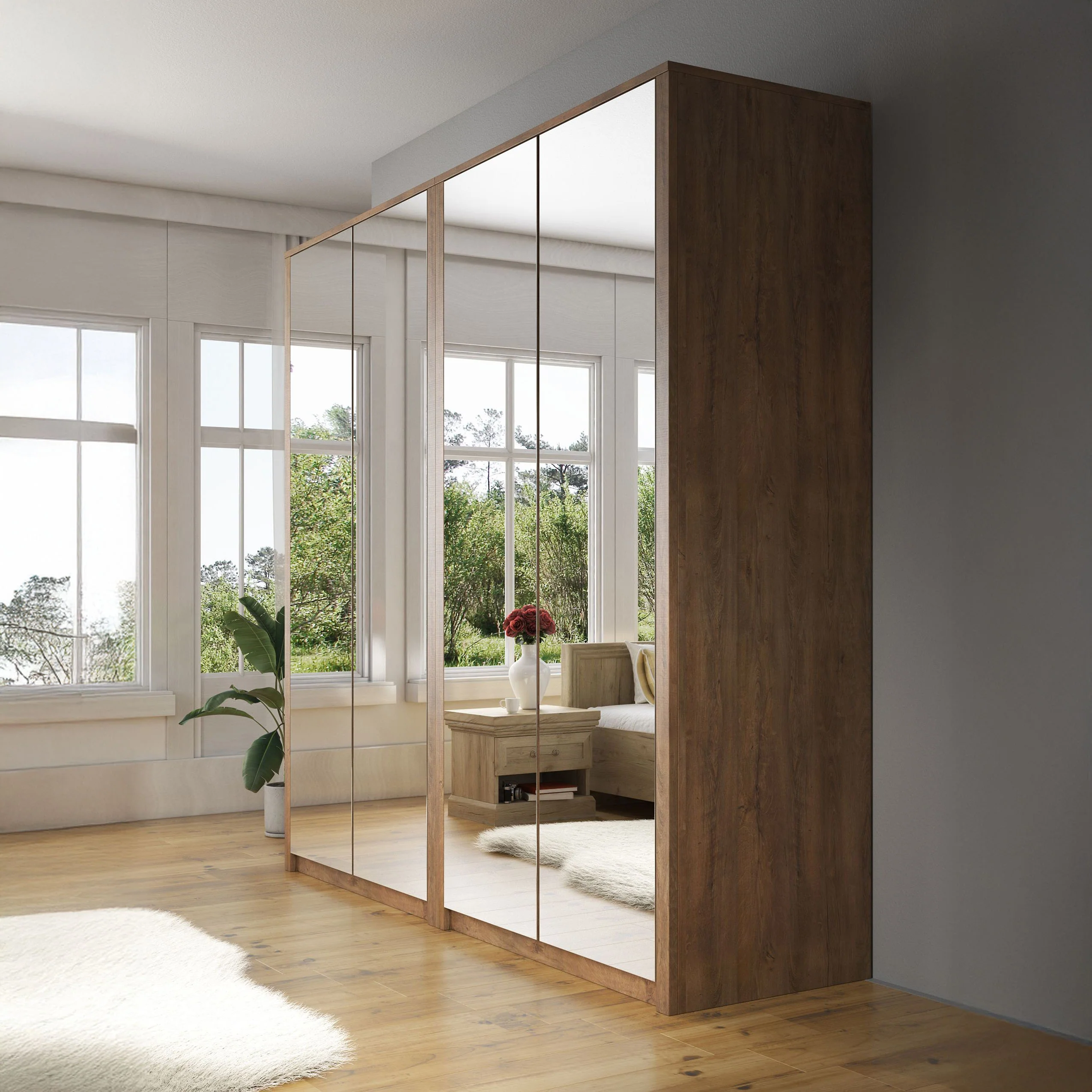 Malibu - Kledingkast 4-deurs - Eiken - 227x53x197 cm - Image 4