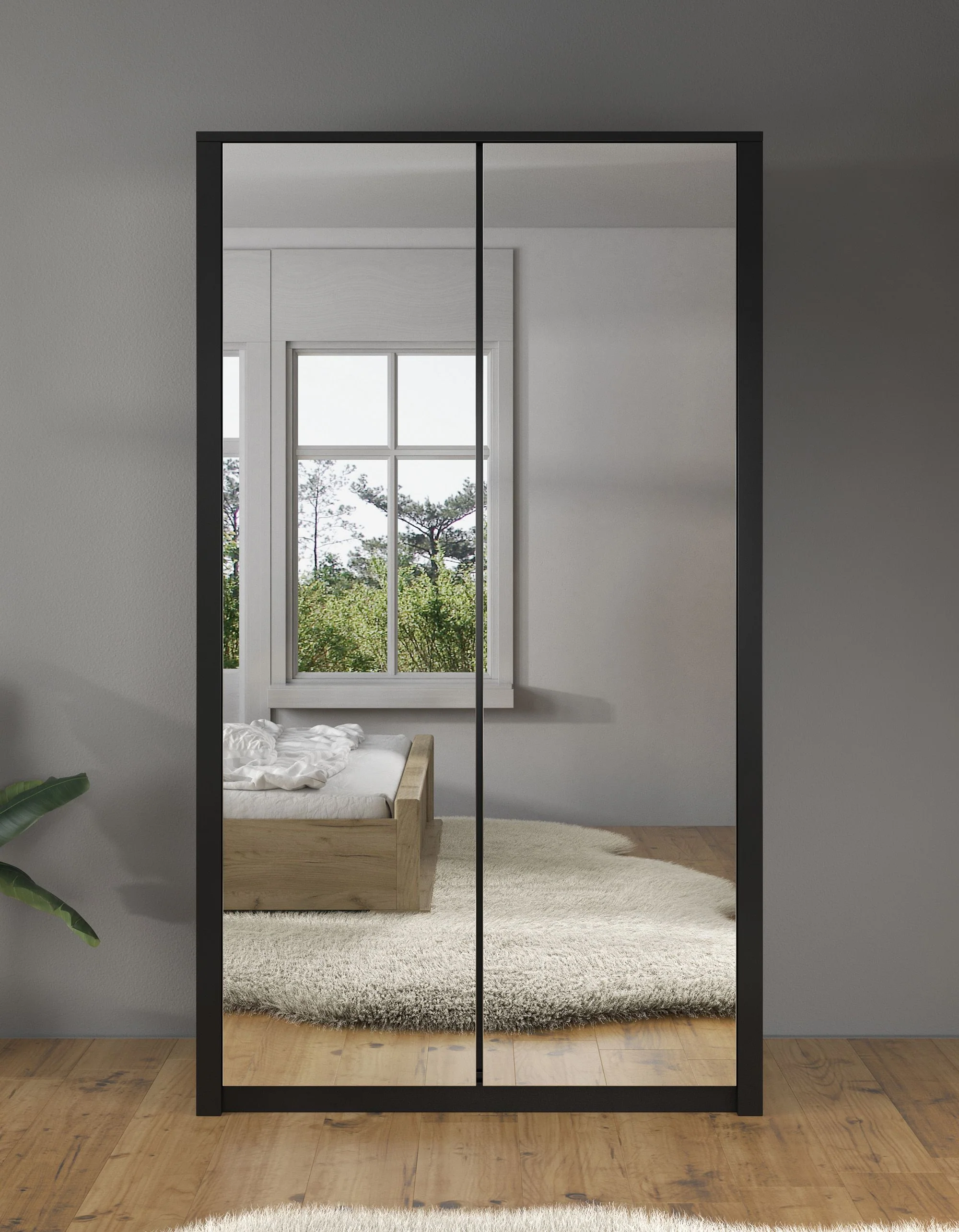 Malibu - Kledingkast 2-deurs - Mat zwart - 113x53x197 cm - Image 2