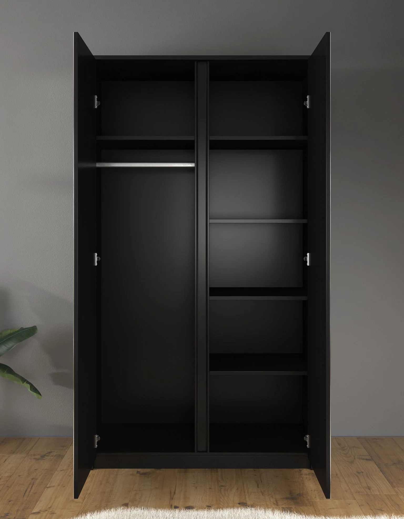 Malibu - Kledingkast 2-deurs - Mat zwart - 113x53x197 cm - Image 3