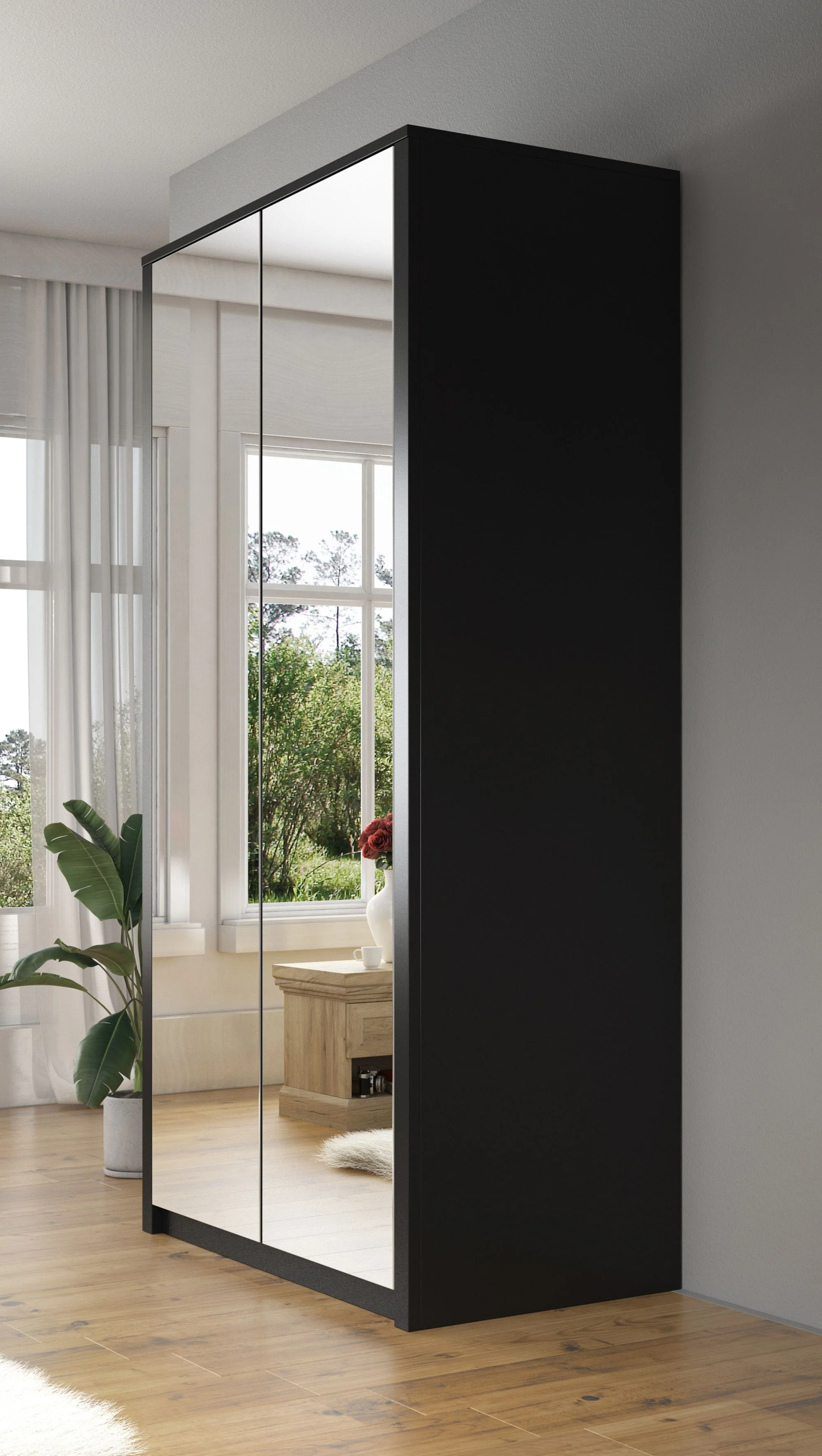 Malibu - Kledingkast 2-deurs - Mat zwart - 113x53x197 cm - Image 4