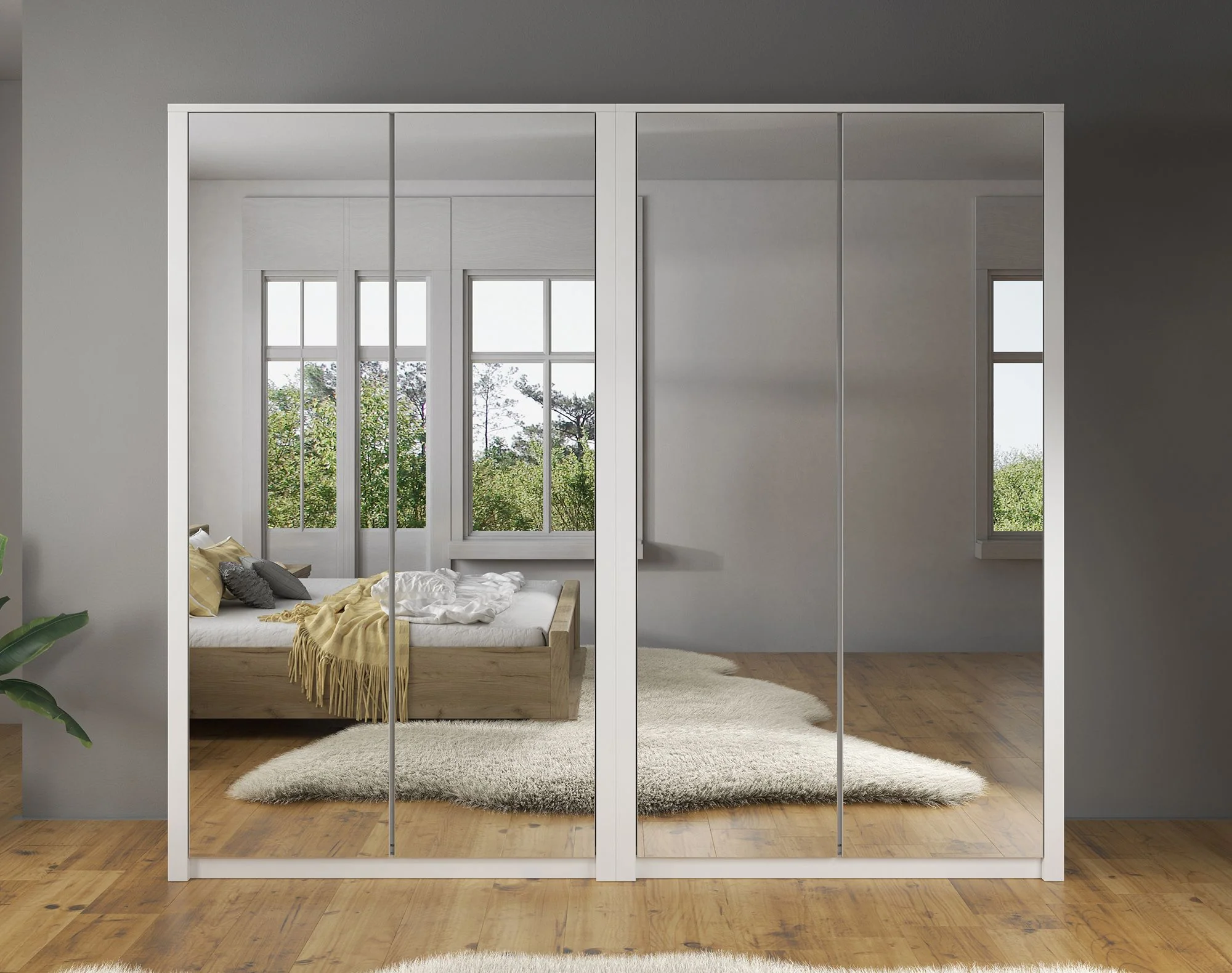 Malibu - Kledingkast 4-deurs - Wit - 227x53x197 cm - Image 2