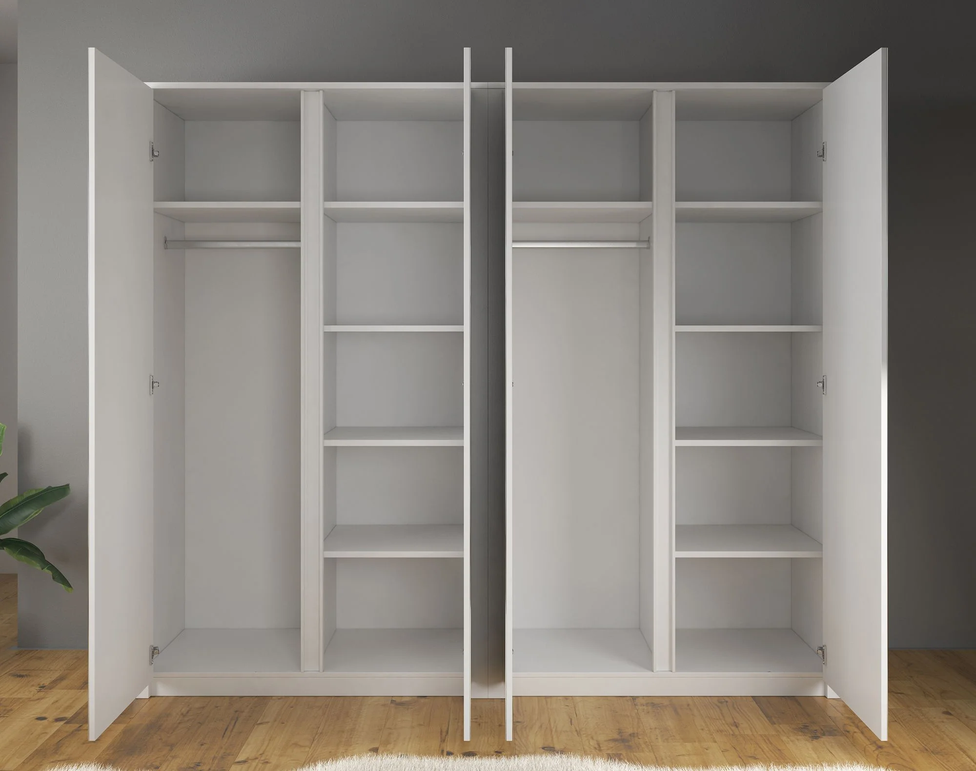 Malibu - Kledingkast 4-deurs - Wit - 227x53x197 cm - Image 4