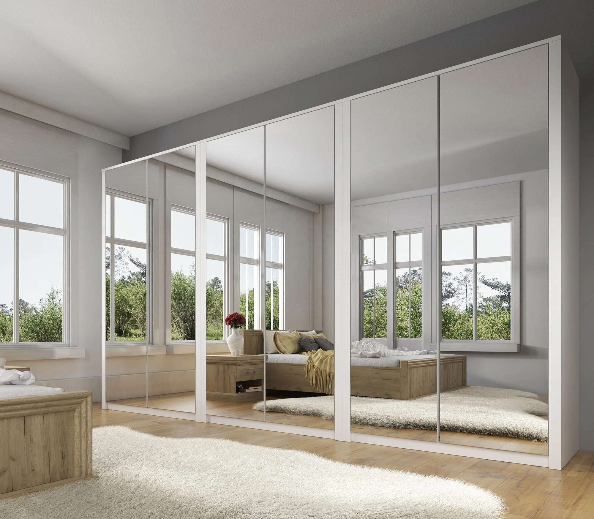 Malibu - Kledingkast 6-deurs - Wit - 340x53x197 cm