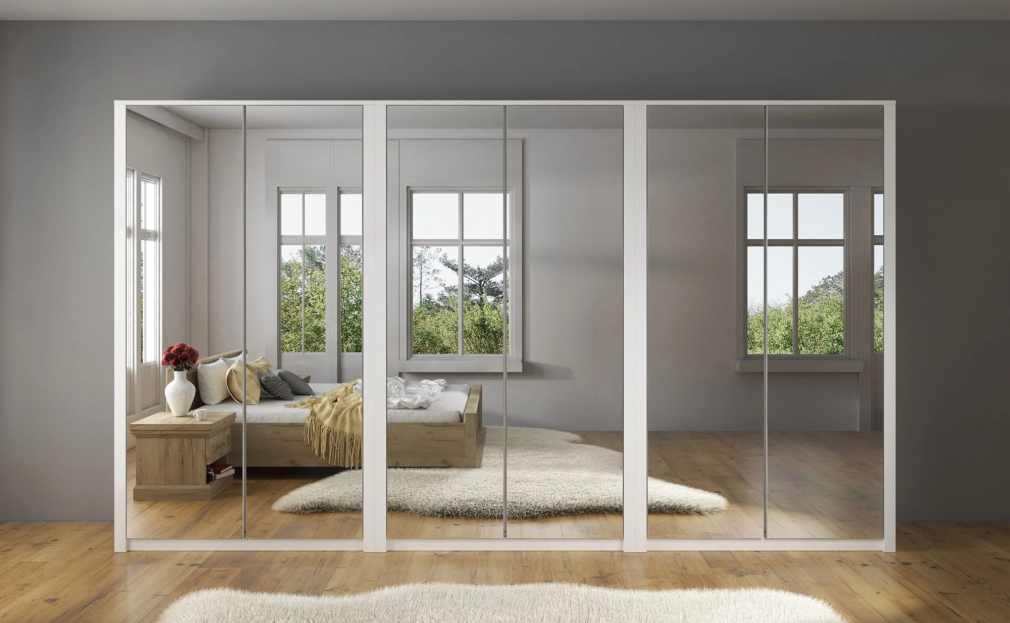 Malibu - Kledingkast 6-deurs - Wit - 340x53x197 cm - Image 3