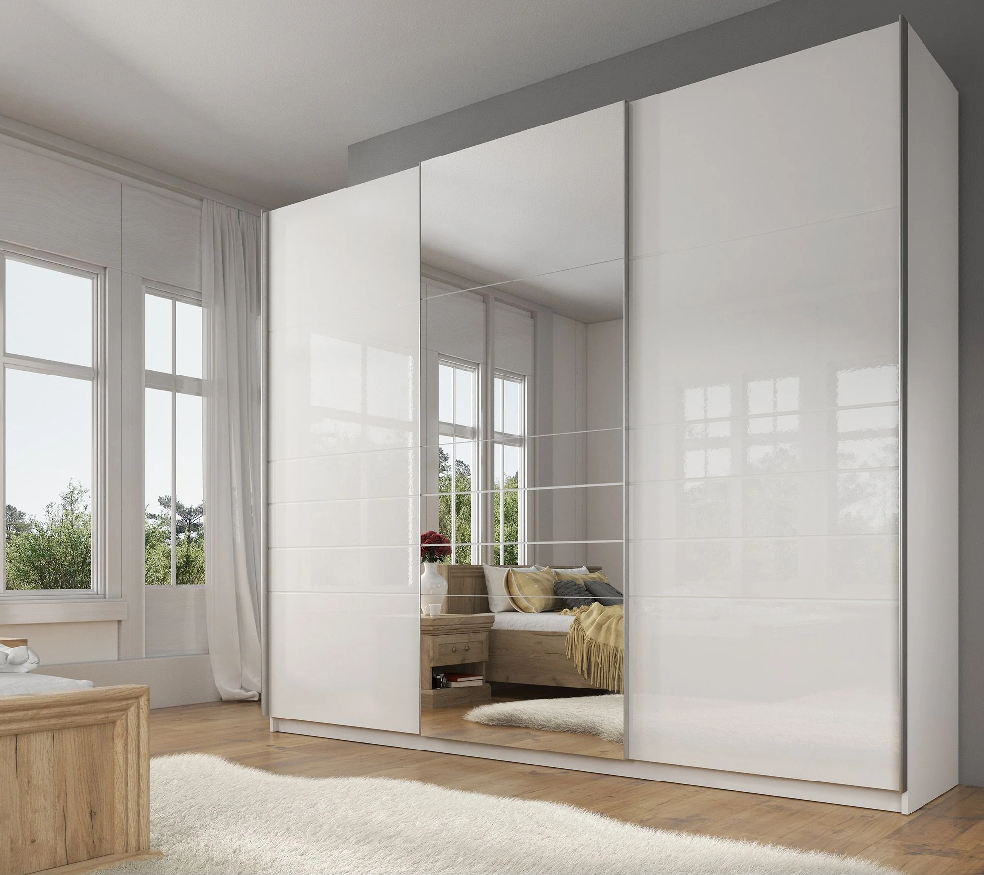 Mariah - Kledingkast met schuifdeuren - Wit  - 263x66x224 cm