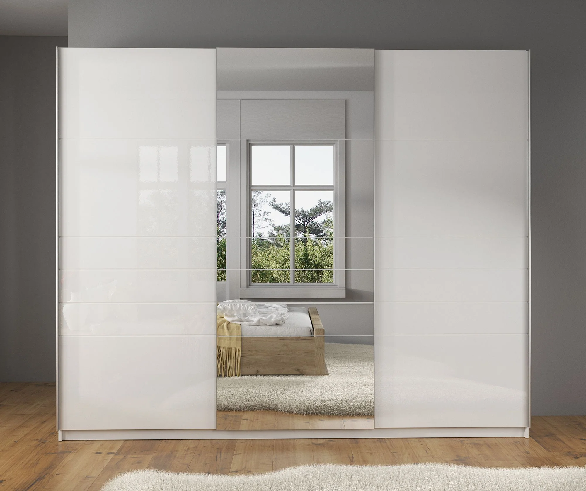 Mariah - Kledingkast met schuifdeuren - Wit  - 263x66x224 cm - Image 2