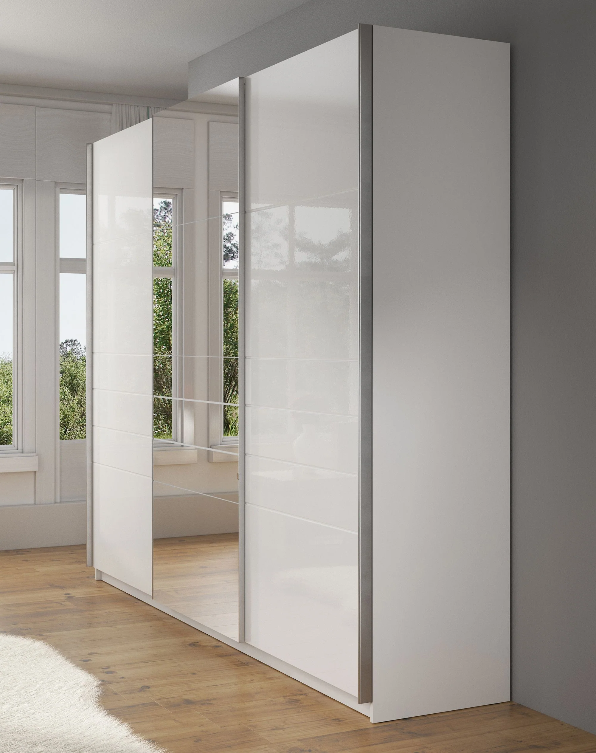 Mariah - Kledingkast met schuifdeuren - Wit  - 263x66x224 cm - Image 3