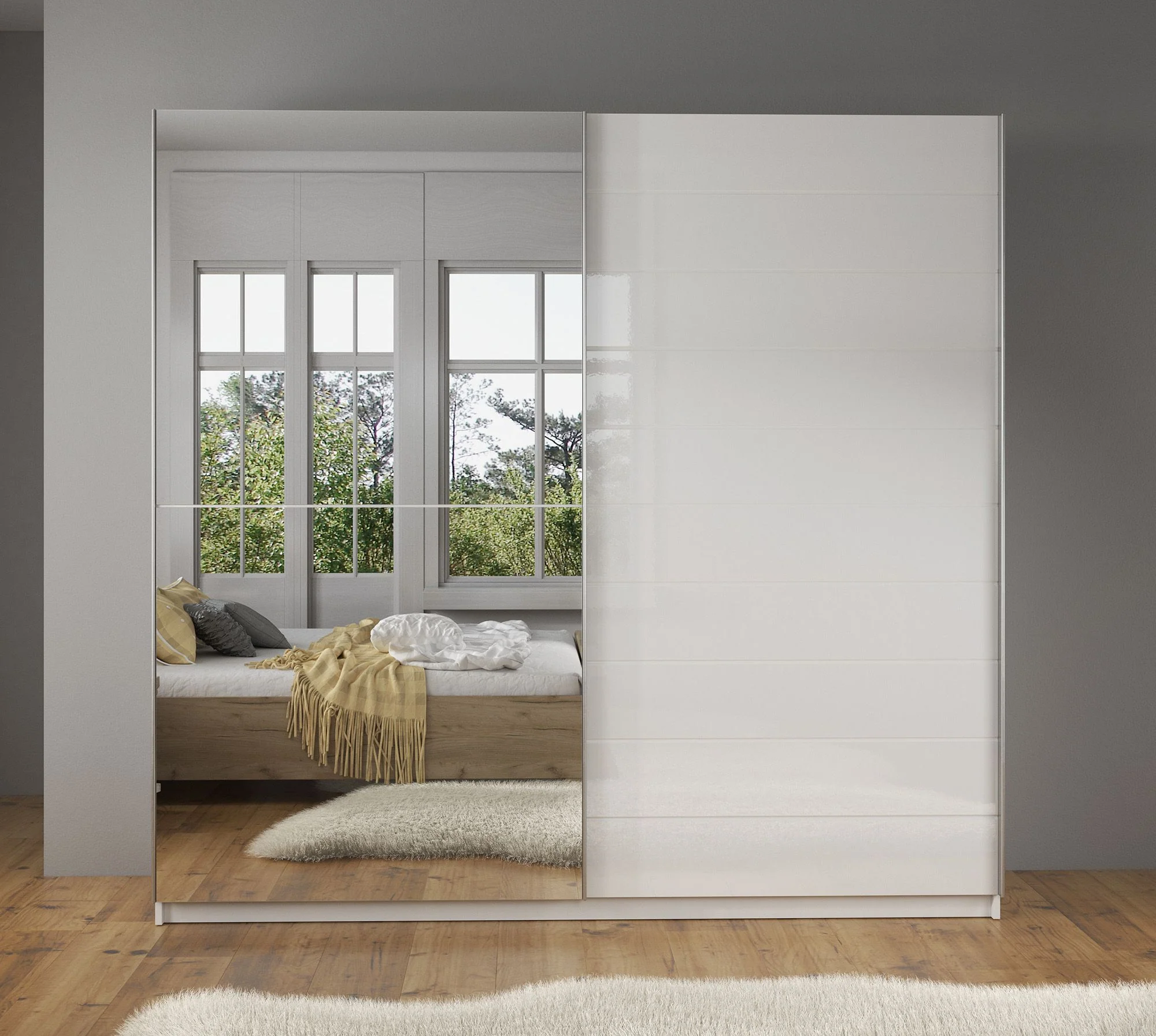 Mariah - Kledingkast met schuifdeuren - Wit  - 217x63x210 cm - Image 2
