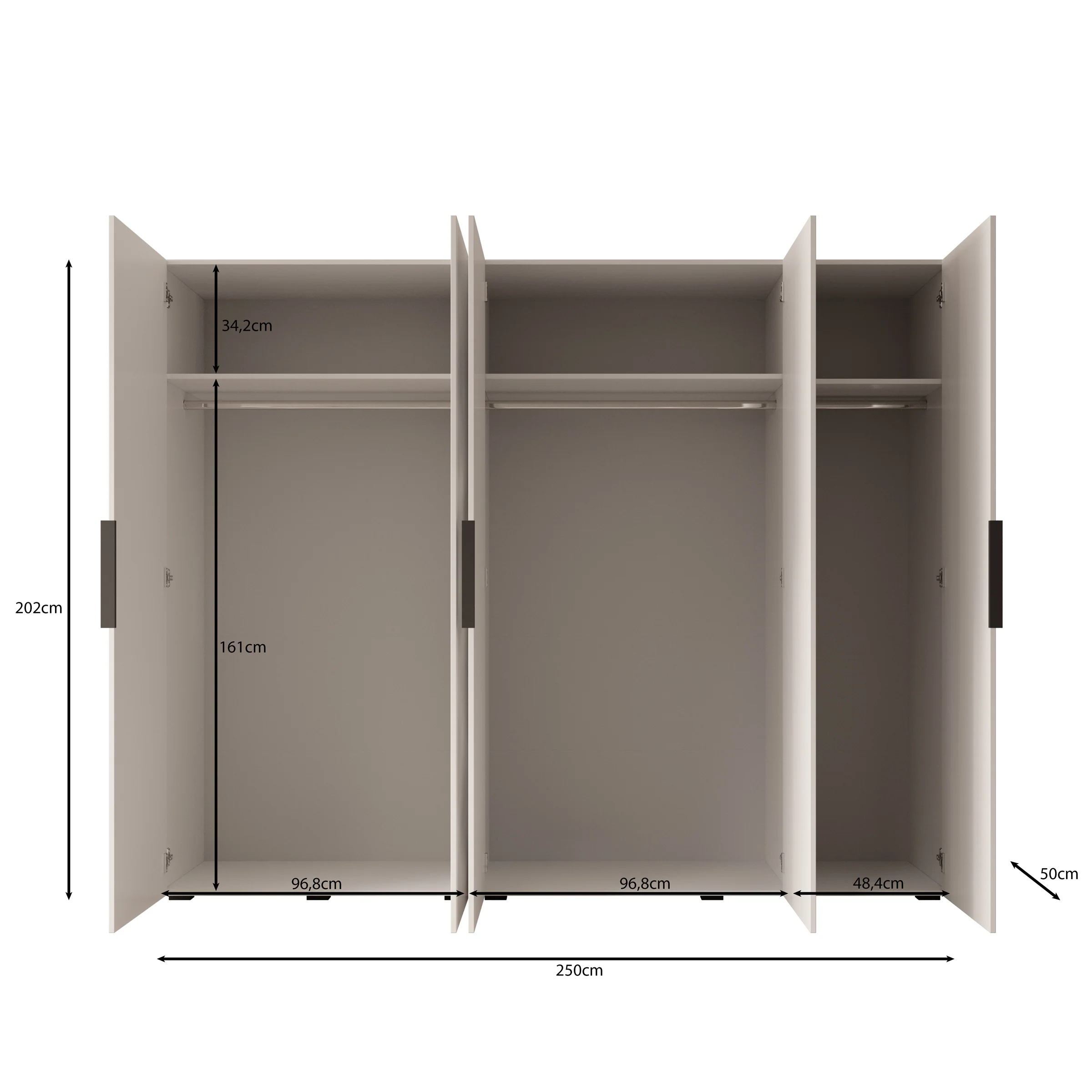 Marquesa - Kledingkast - Beige - 250x50x202 cm - Image 5