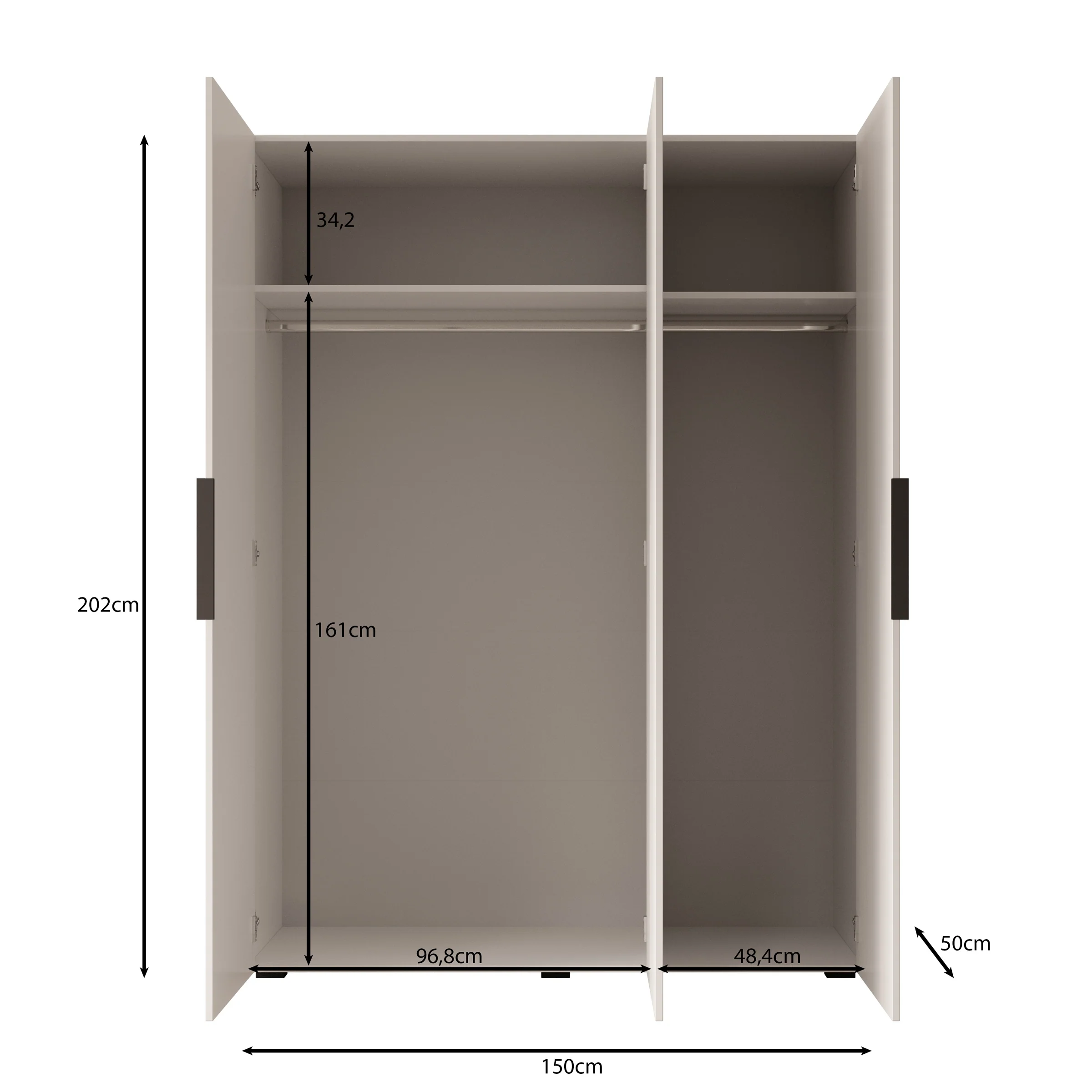 Marquesa - Kledingkast - Zwart - 150x50x202 cm - Image 5