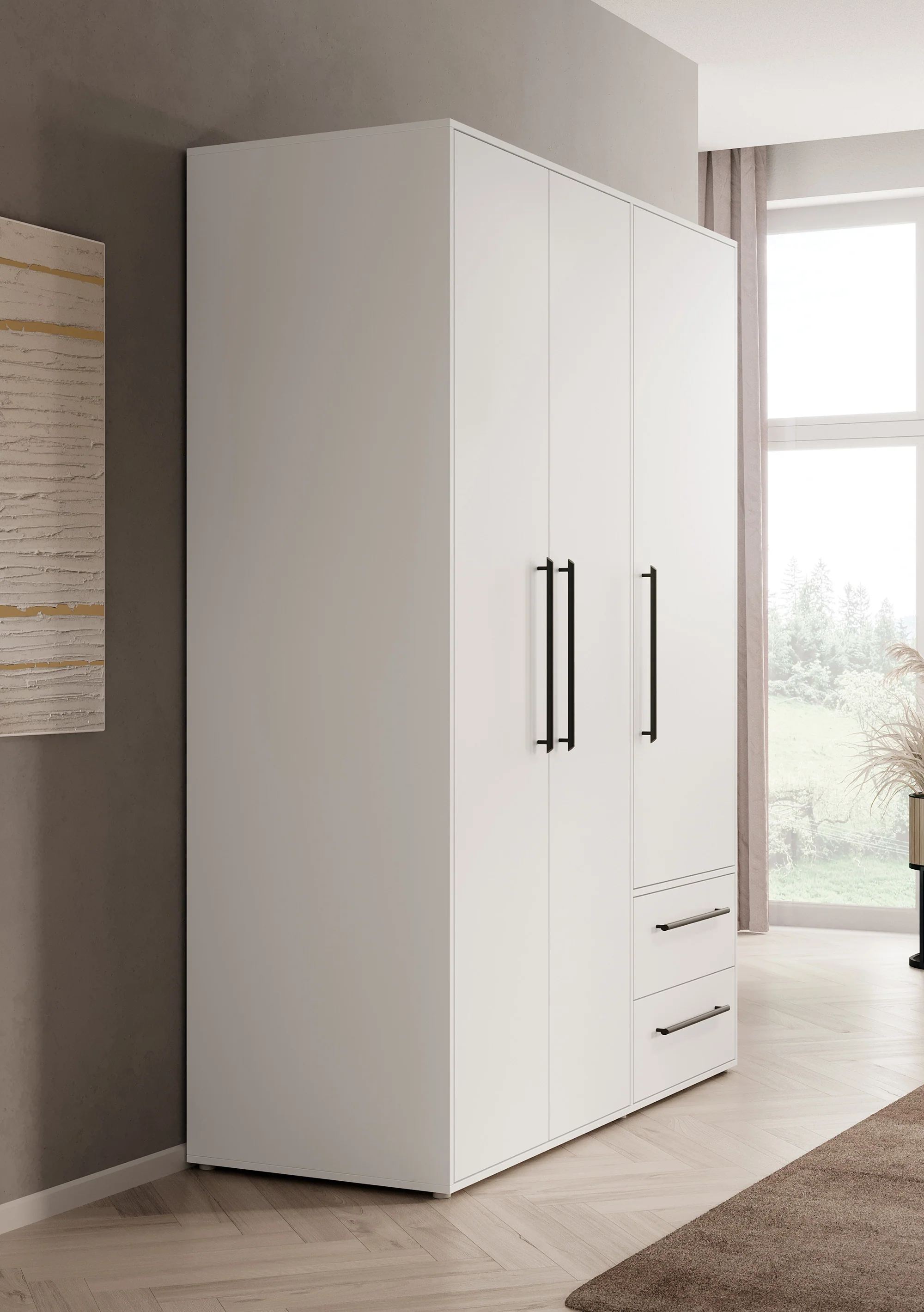 Mayen - Kledingkast 3 deuren - Wit - 145x59x200 cm - Image 4