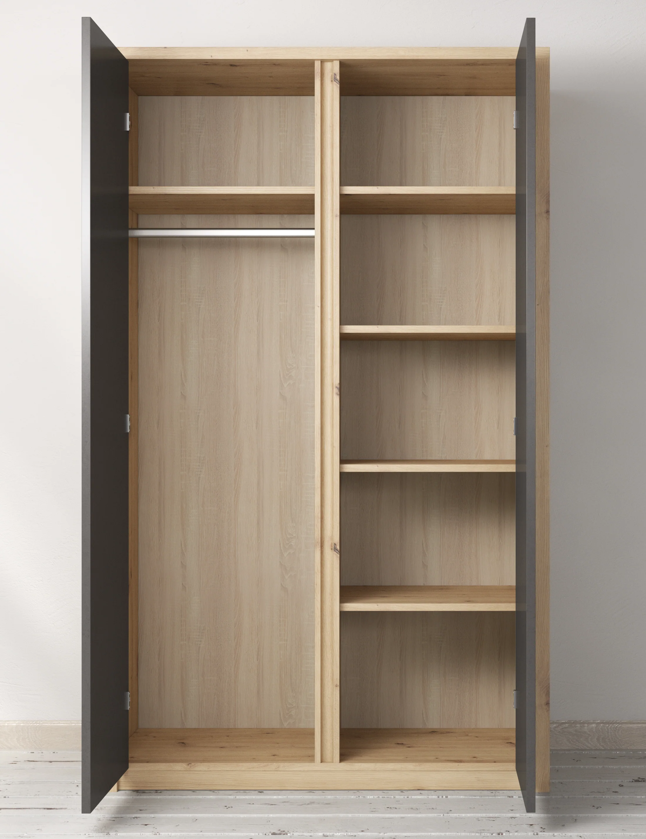 Melody - Kledingkast 2-deurs - Grijs/eiken - 90x53x197 cm - Image 3