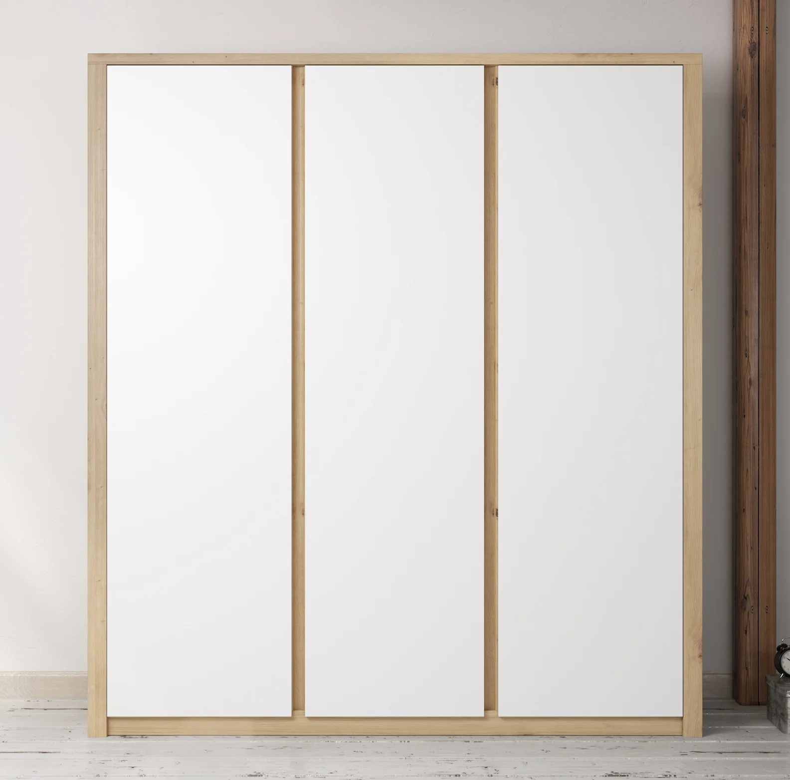 Melody - Kledingkast 3-deurs - Wit/eiken - 166x53x197 cm - Image 2