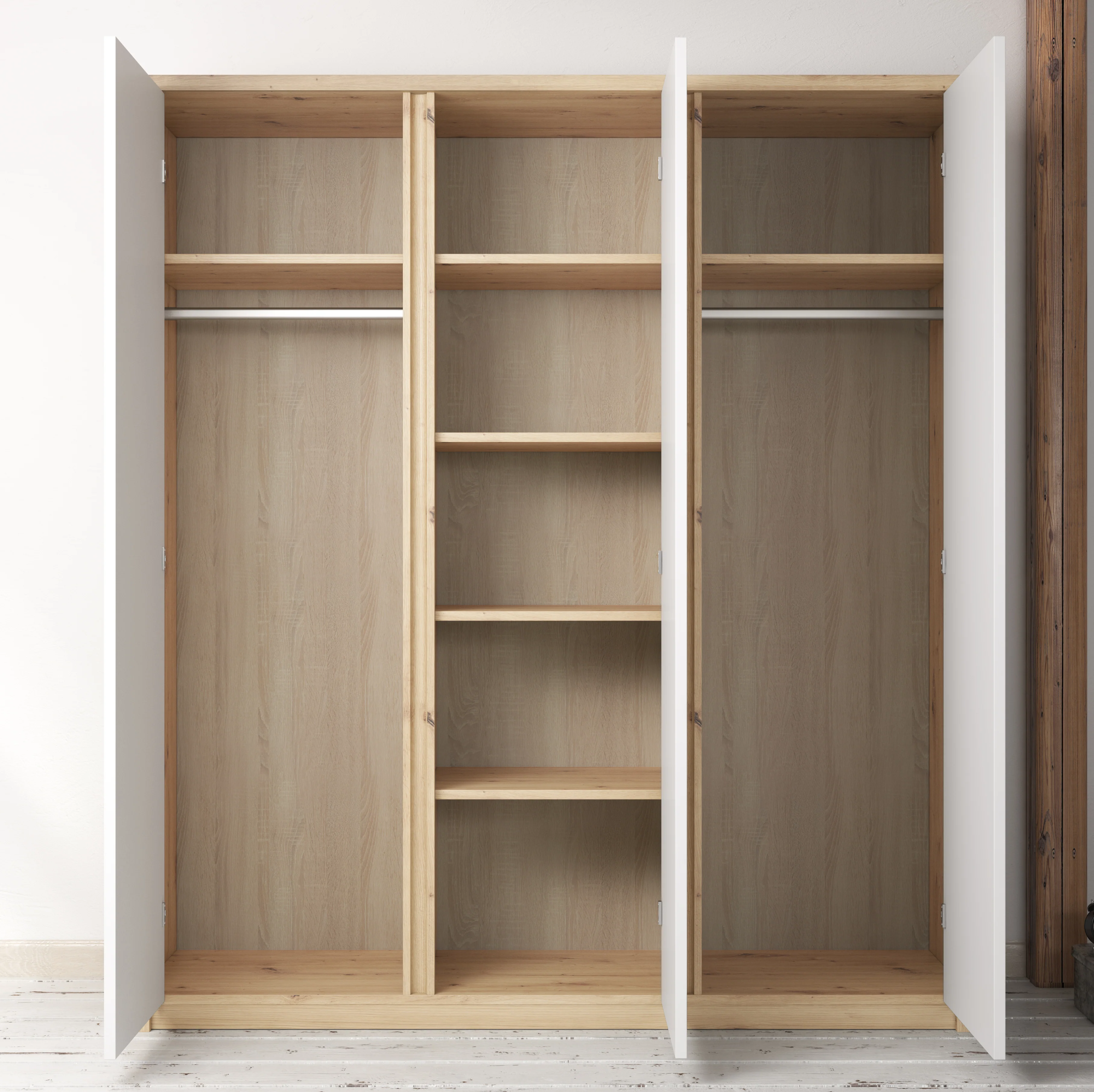 Melody - Kledingkast 3-deurs - Wit/eiken - 166x53x197 cm - Image 3