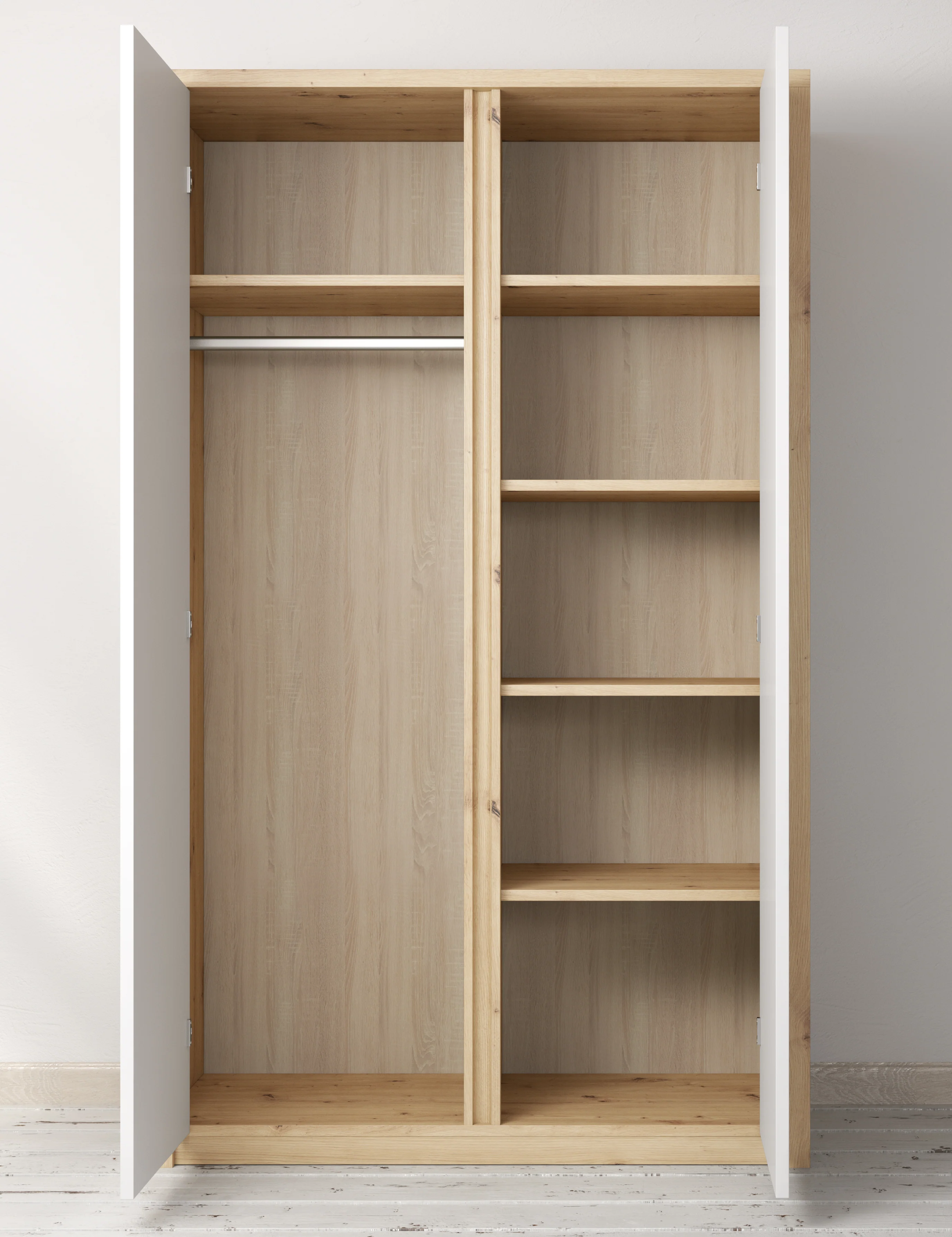 Melody - Kledingkast 2-deurs - Wit/eiken - 90x53x197 cm - Image 4