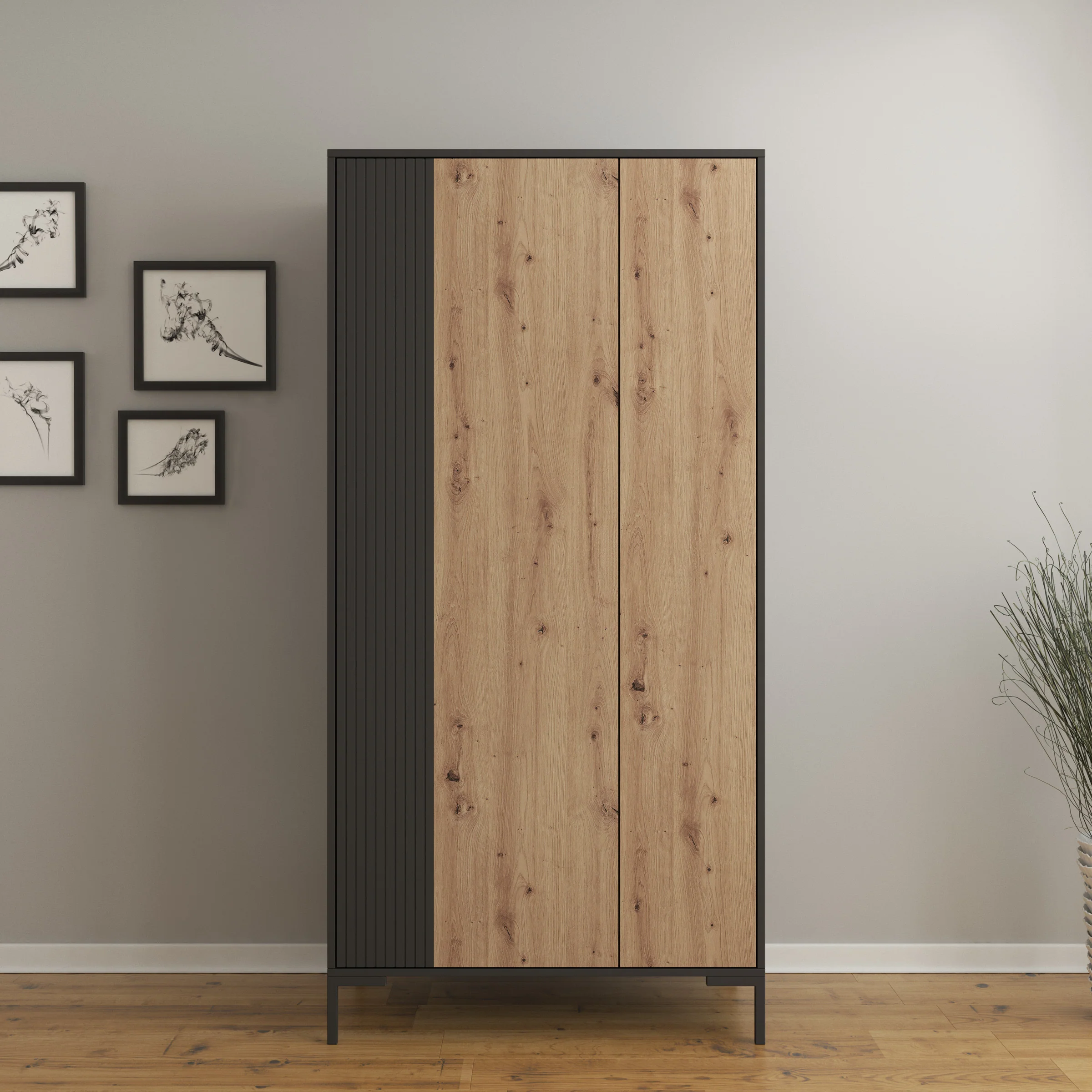 Molina - Kledingkast 2-deurs - Eiken - 90x55x184 cm - Image 3