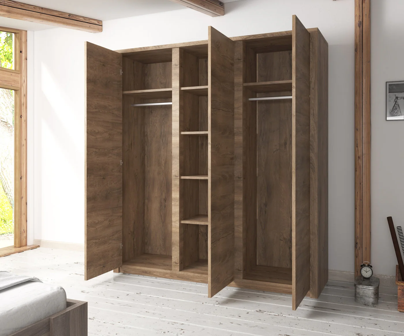Monaco - Kledingkast 3-deurs - Eiken  - 166x53x197 cm - Image 2