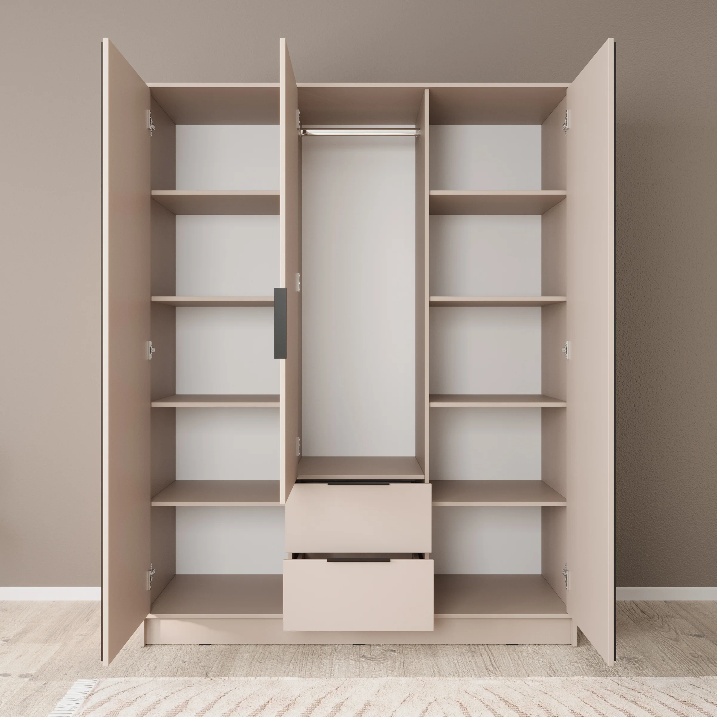 Nairobi - Kledingkast 3-deurs - Beige/zwart - 155x51x200 cm - Image 2