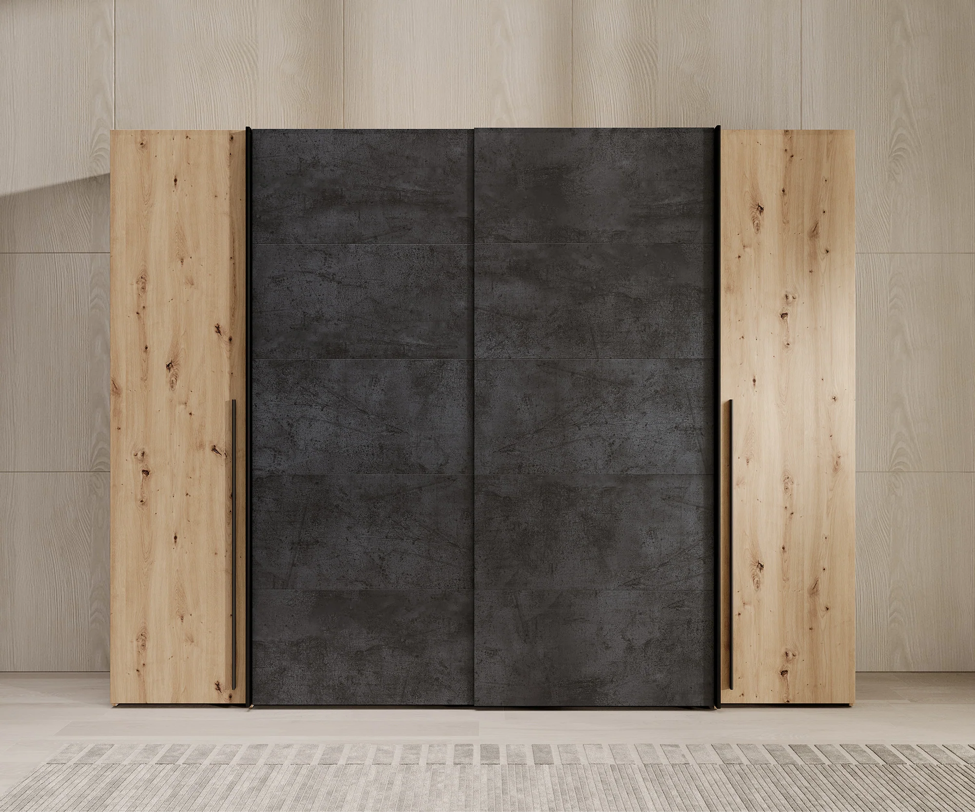 Nassau - Kledingkast met schuifdeuren - Eiken/grijs - 270x61x210 cm - Image 2