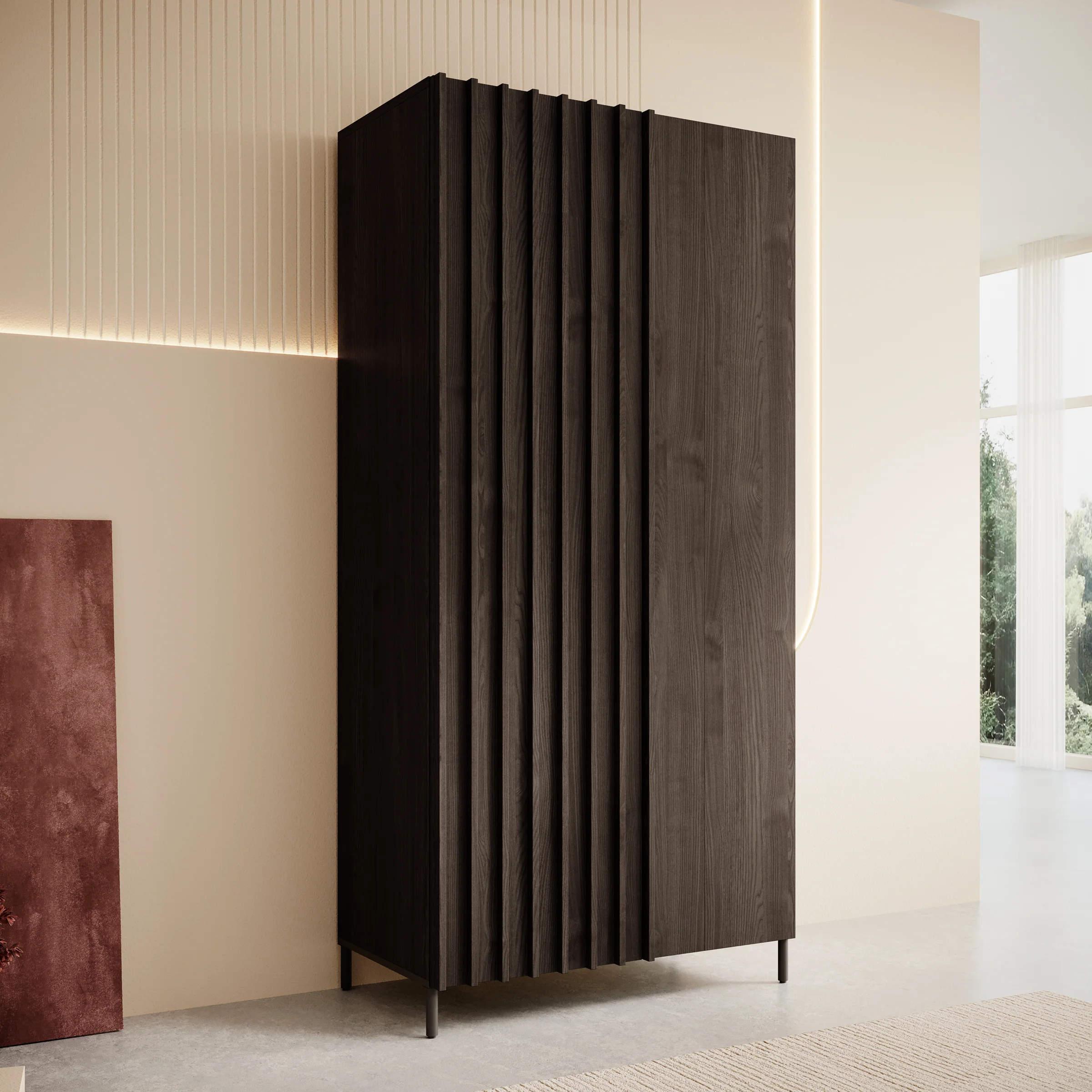 Paz - Kledingkast 2-deurs - Donker bruin  - 92x54x196 cm