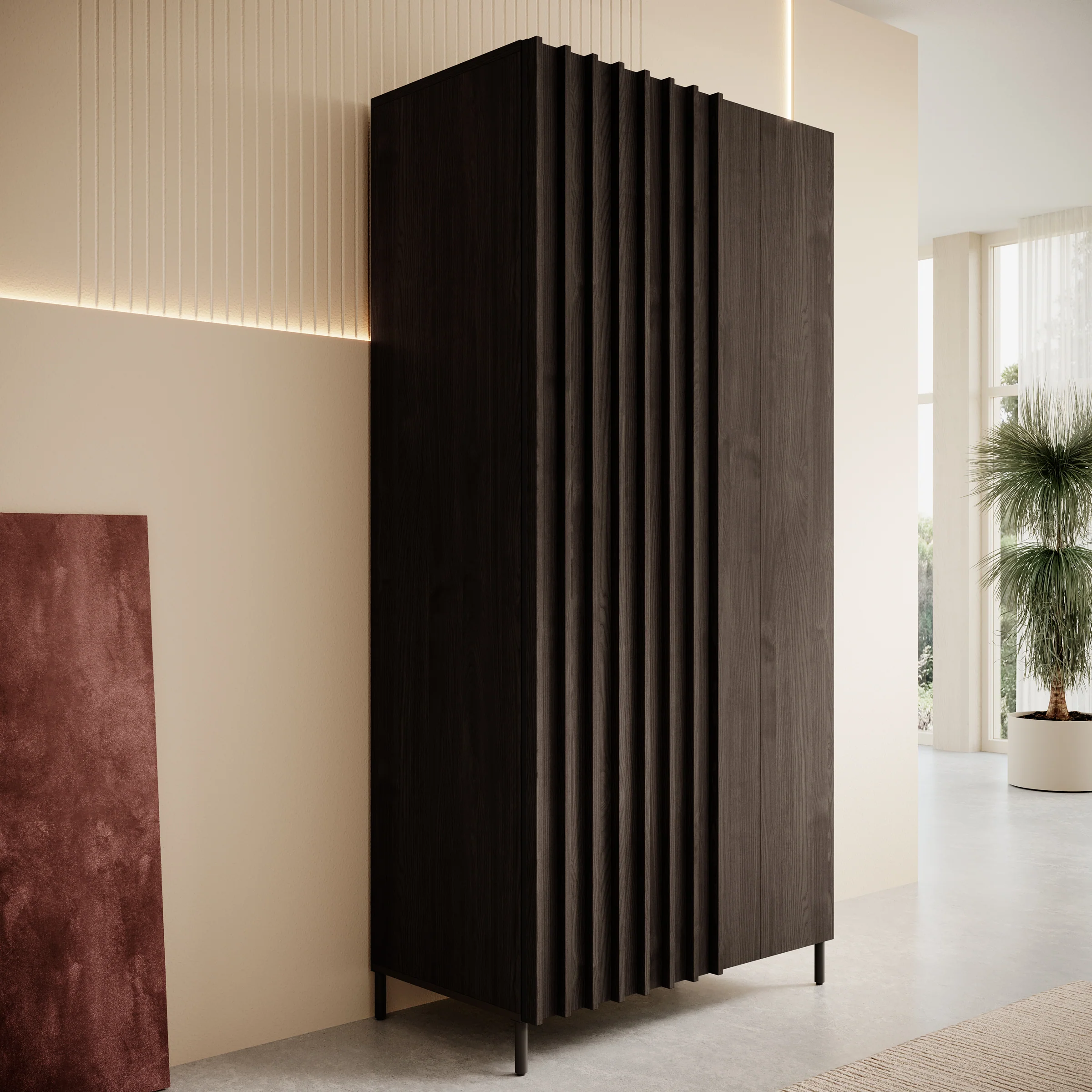 Paz - Kledingkast 2-deurs - Donker bruin  - 92x54x196 cm - Image 4