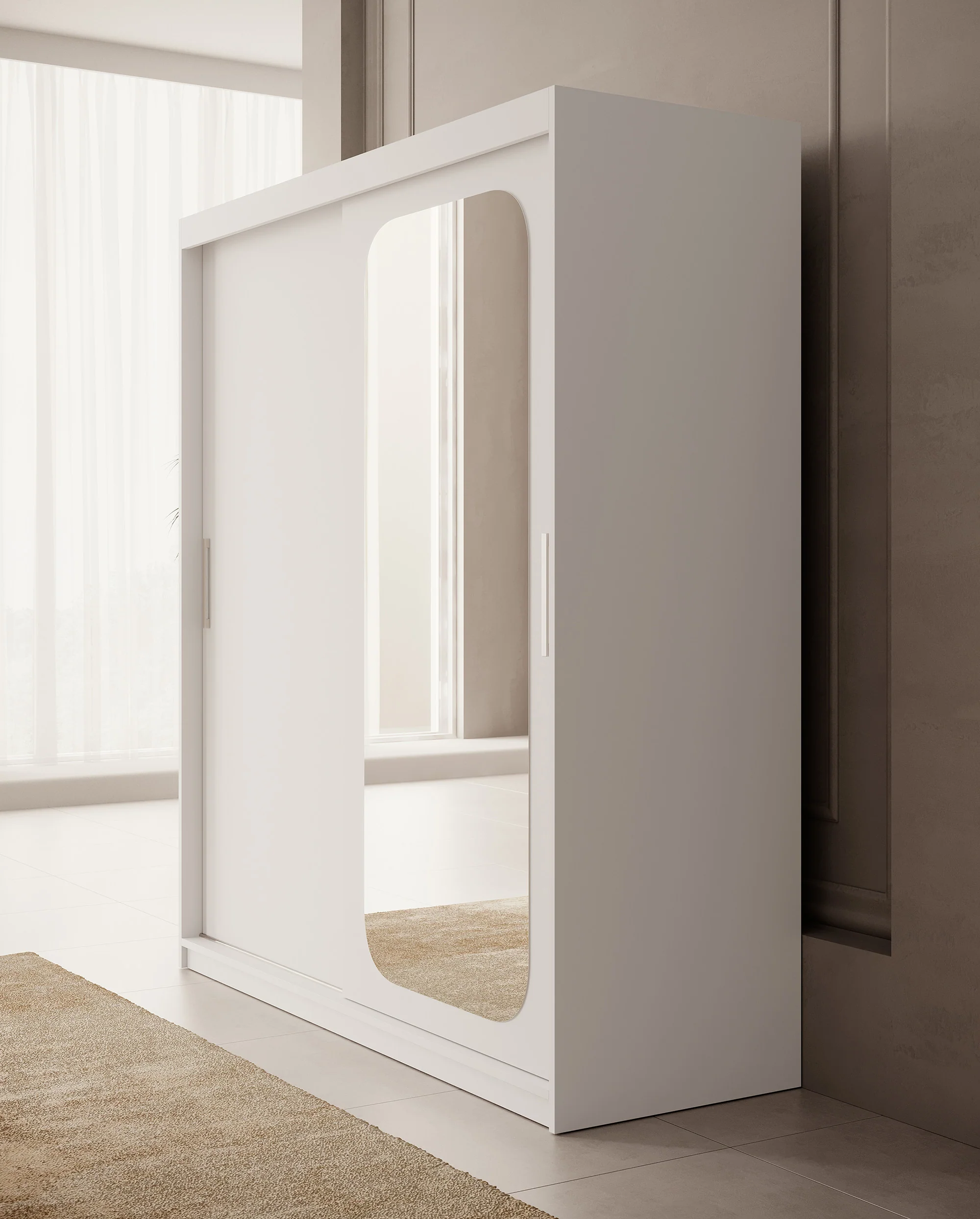 Pete - Kledingkast met schuifdeuren - Wit - 180x62x200 cm - Image 4