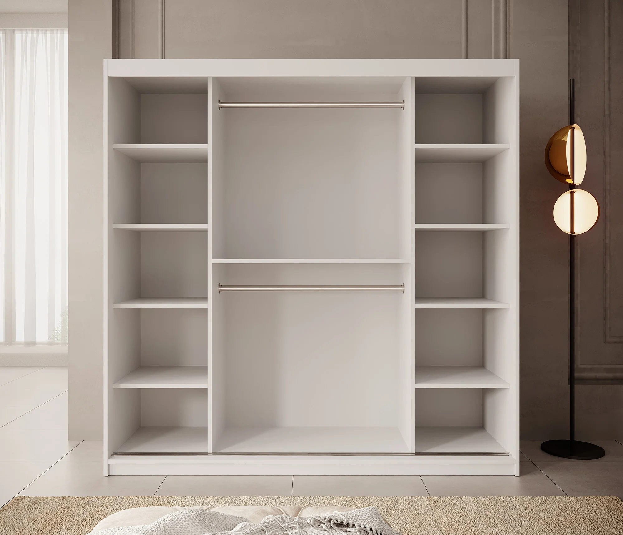 Pete - Kledingkast met schuifdeuren - Wit - 200x62x200 cm - Image 3