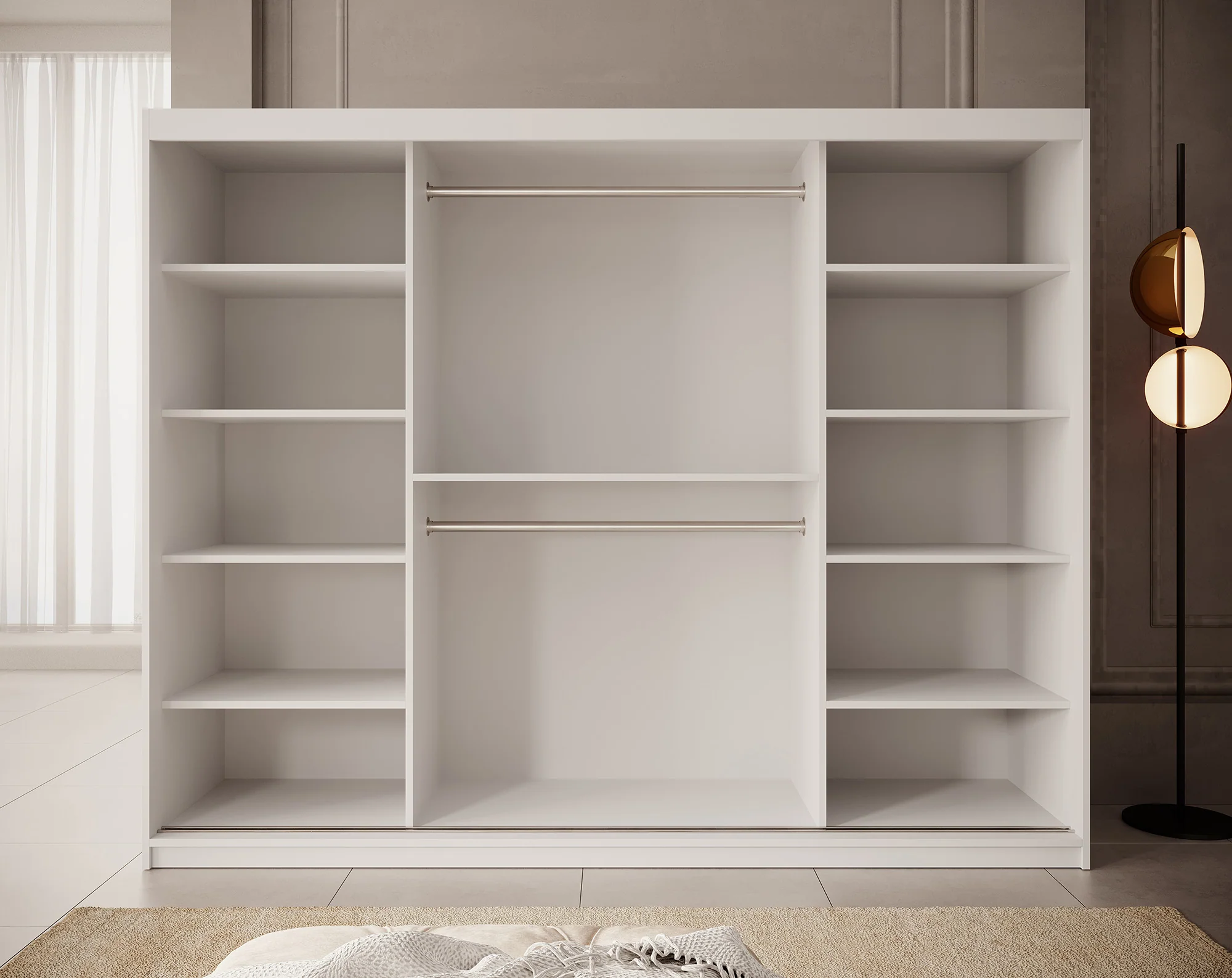 Pete - Kledingkast met schuifdeuren - Wit - 250x62x200 cm - Image 3