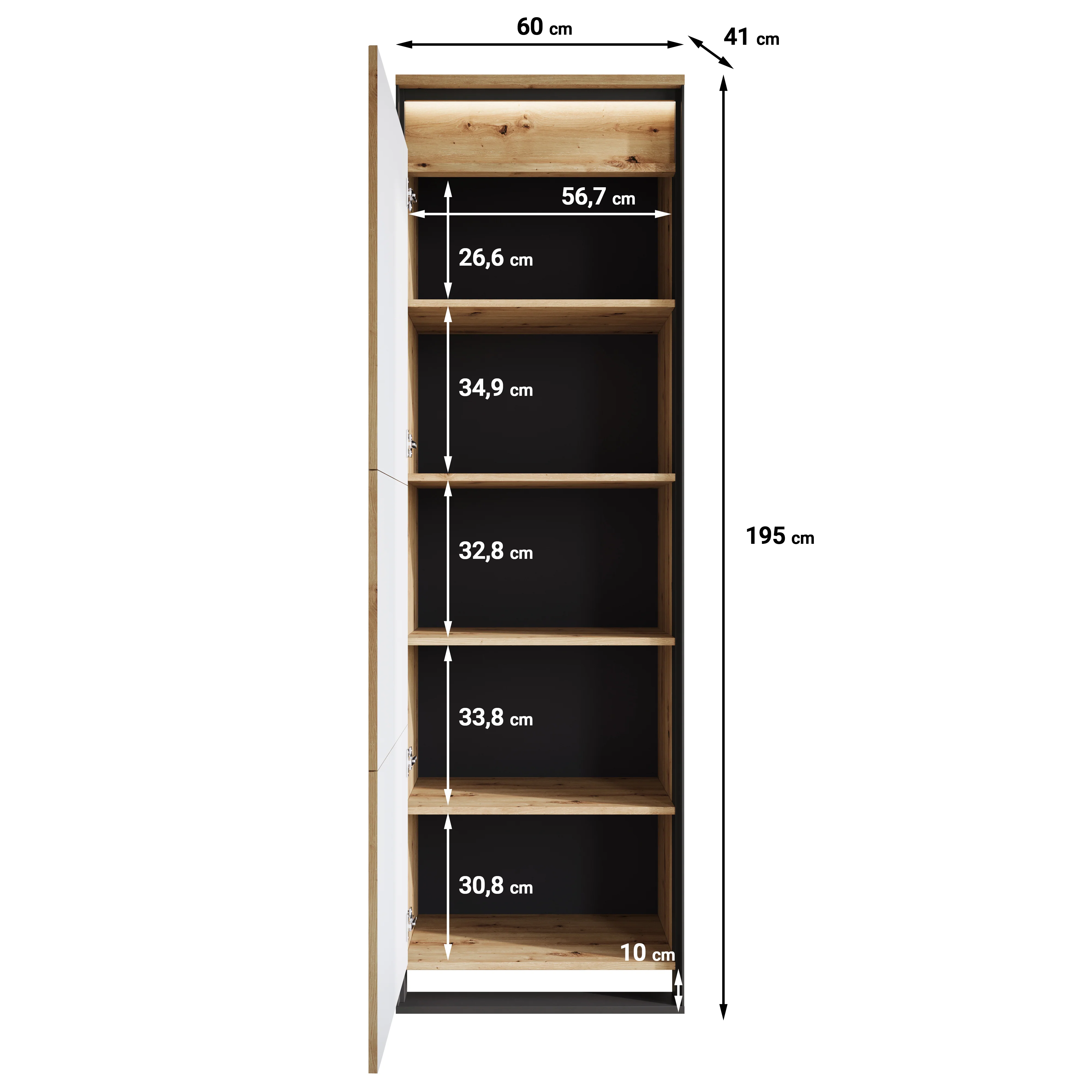 Quincy - Kledingkast met deur - Eiken - 60x41x195 cm - Image 5