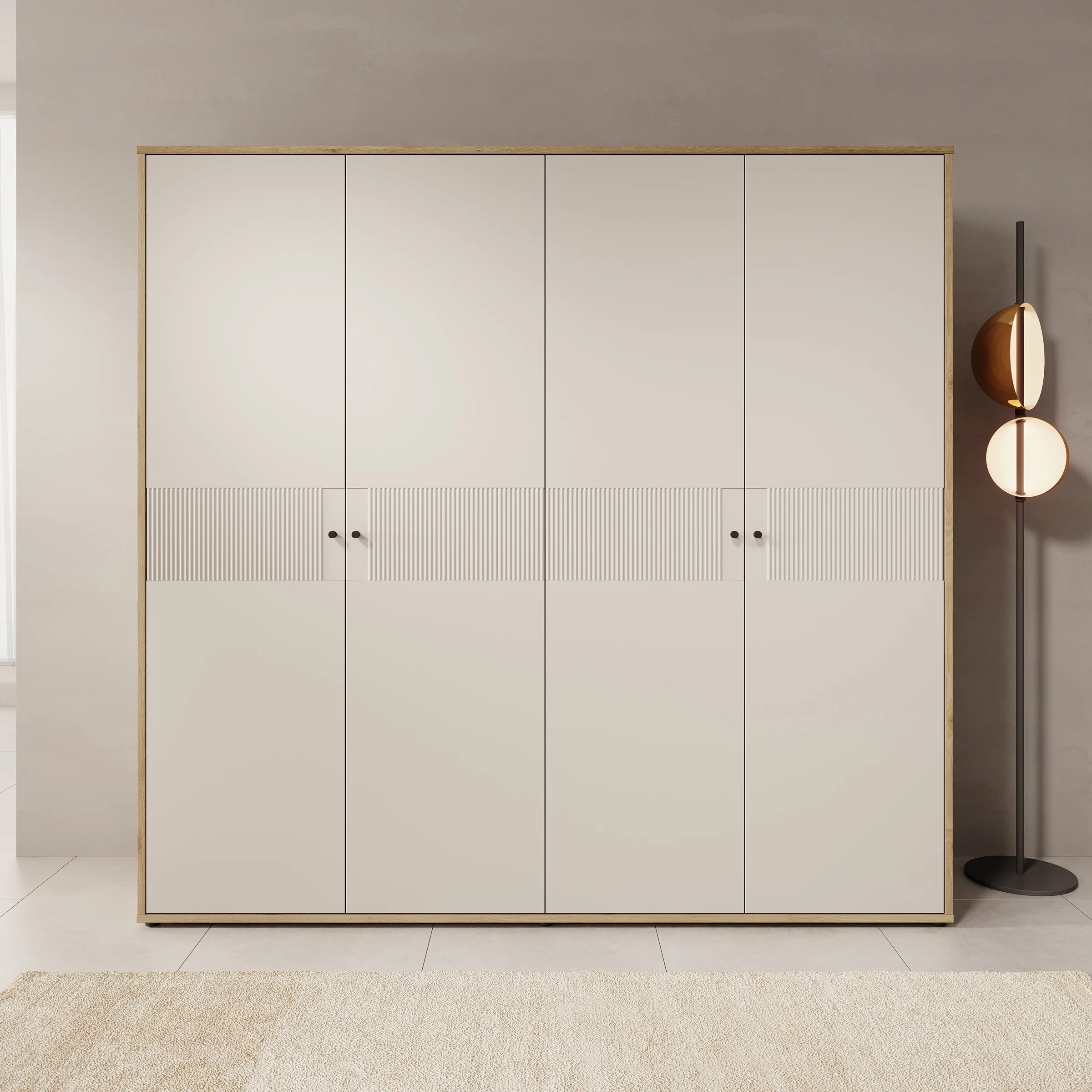 Riggs - Kledingkast 4-deurs - Beige - 224x59x213 cm - Image 3