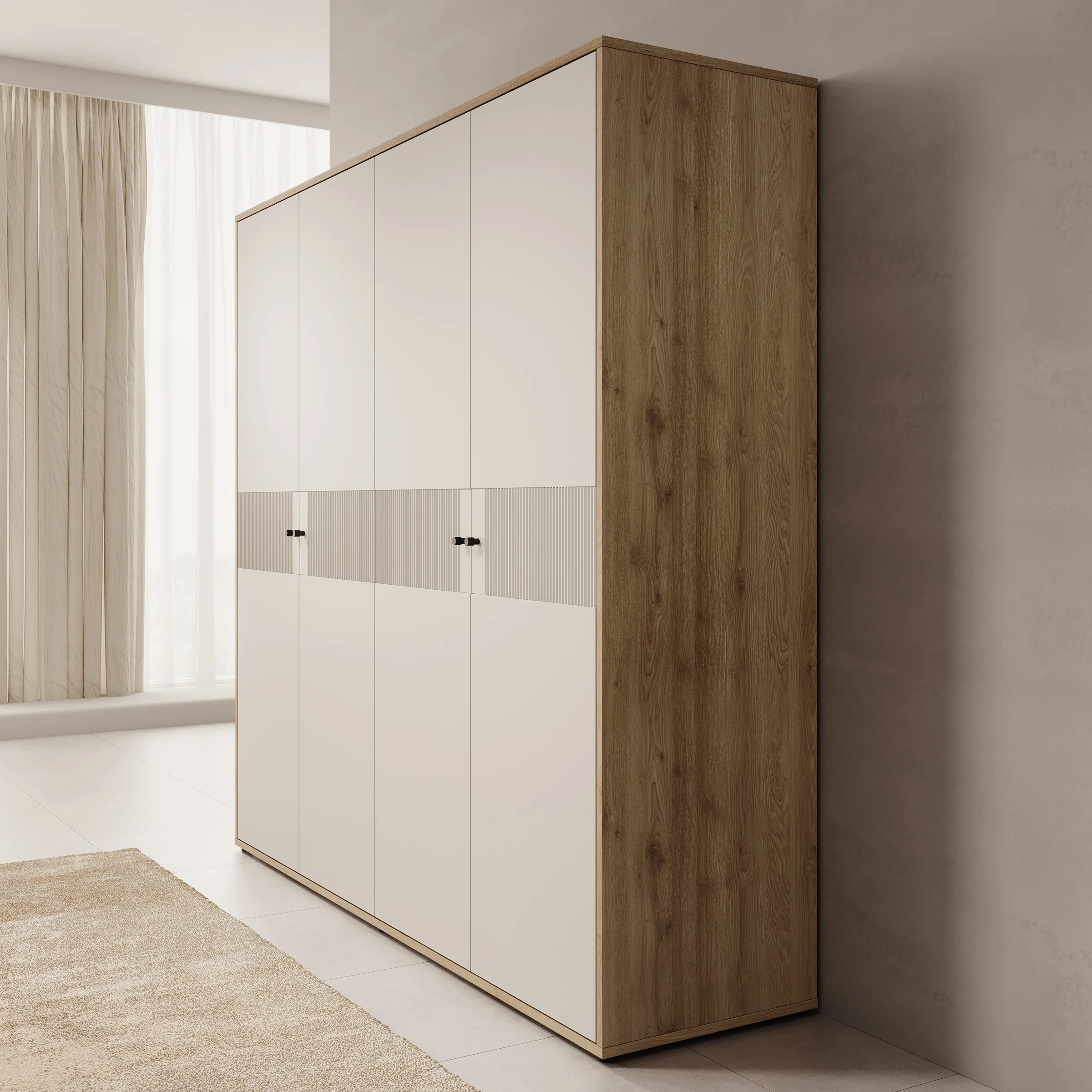 Riggs - Kledingkast 4-deurs - Beige - 224x59x213 cm - Image 4