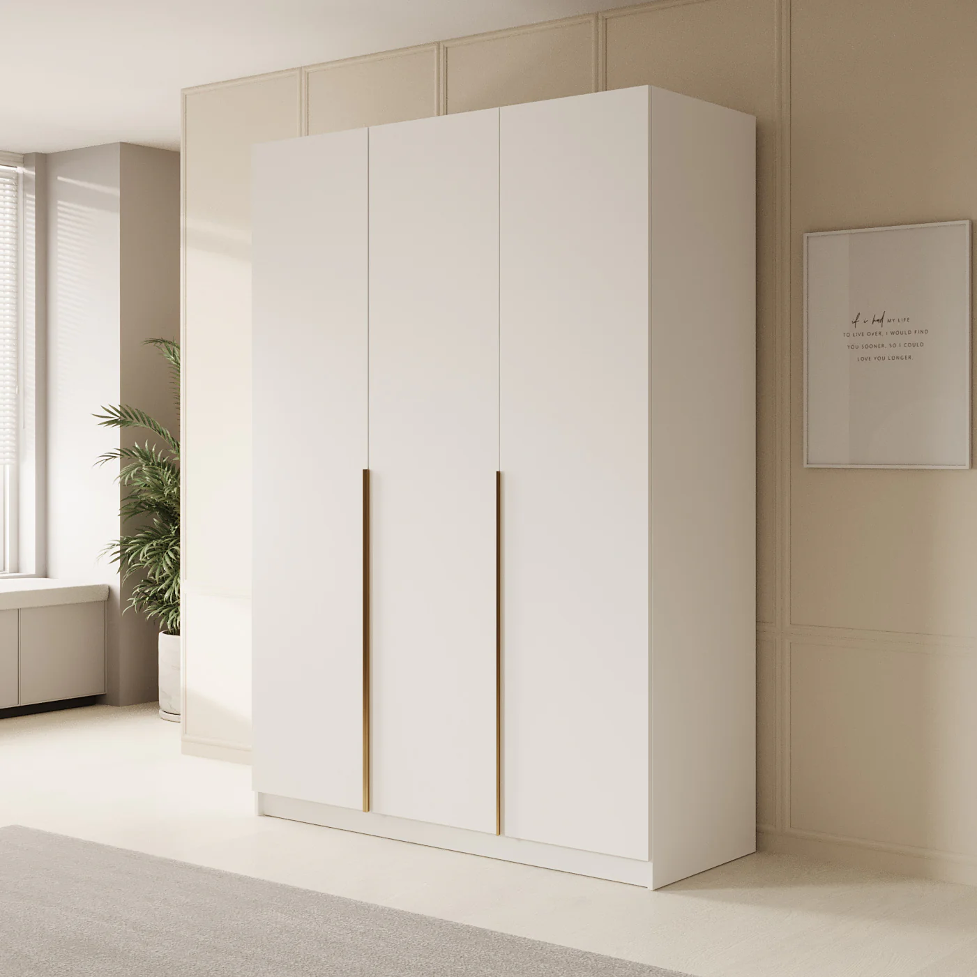 Sabre 2 - Kledingkast 3-deurs - Wit - 150x58x215 cm