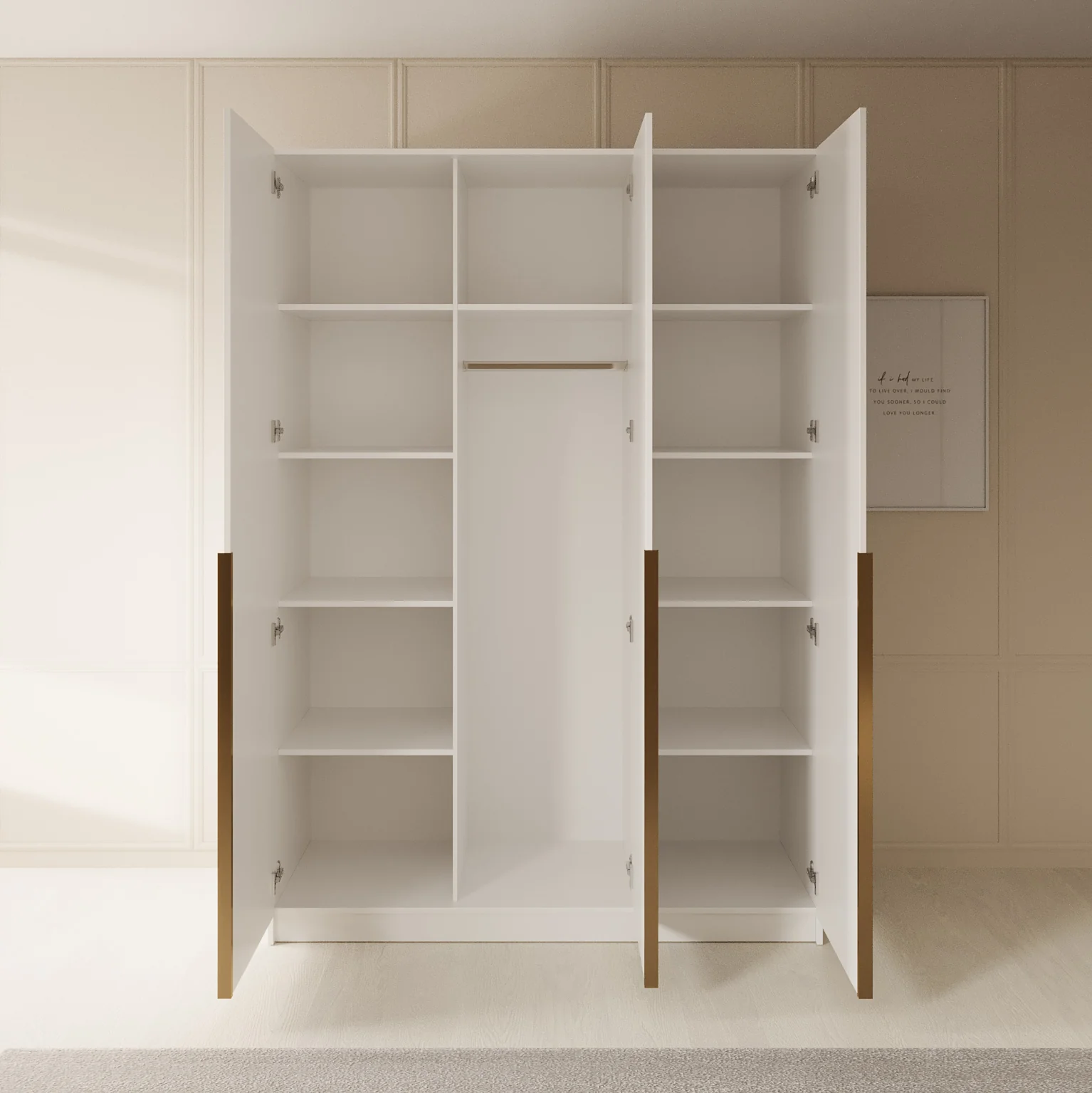 Sabre 2 - Kledingkast 3-deurs - Wit - 150x58x215 cm - Image 2