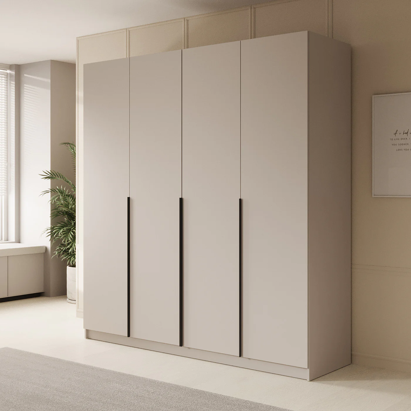 Sabre - Kledingkast 4-deurs - Beige