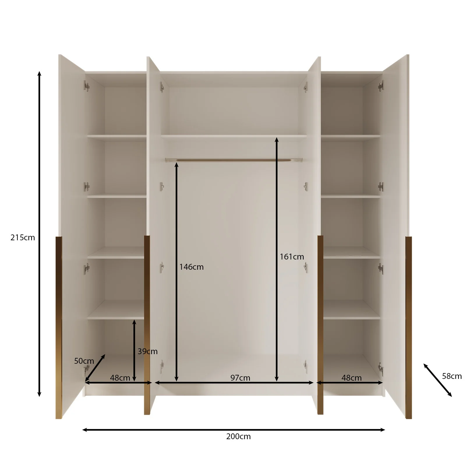 Sabre - Kledingkast 4-deurs - Beige - Image 5