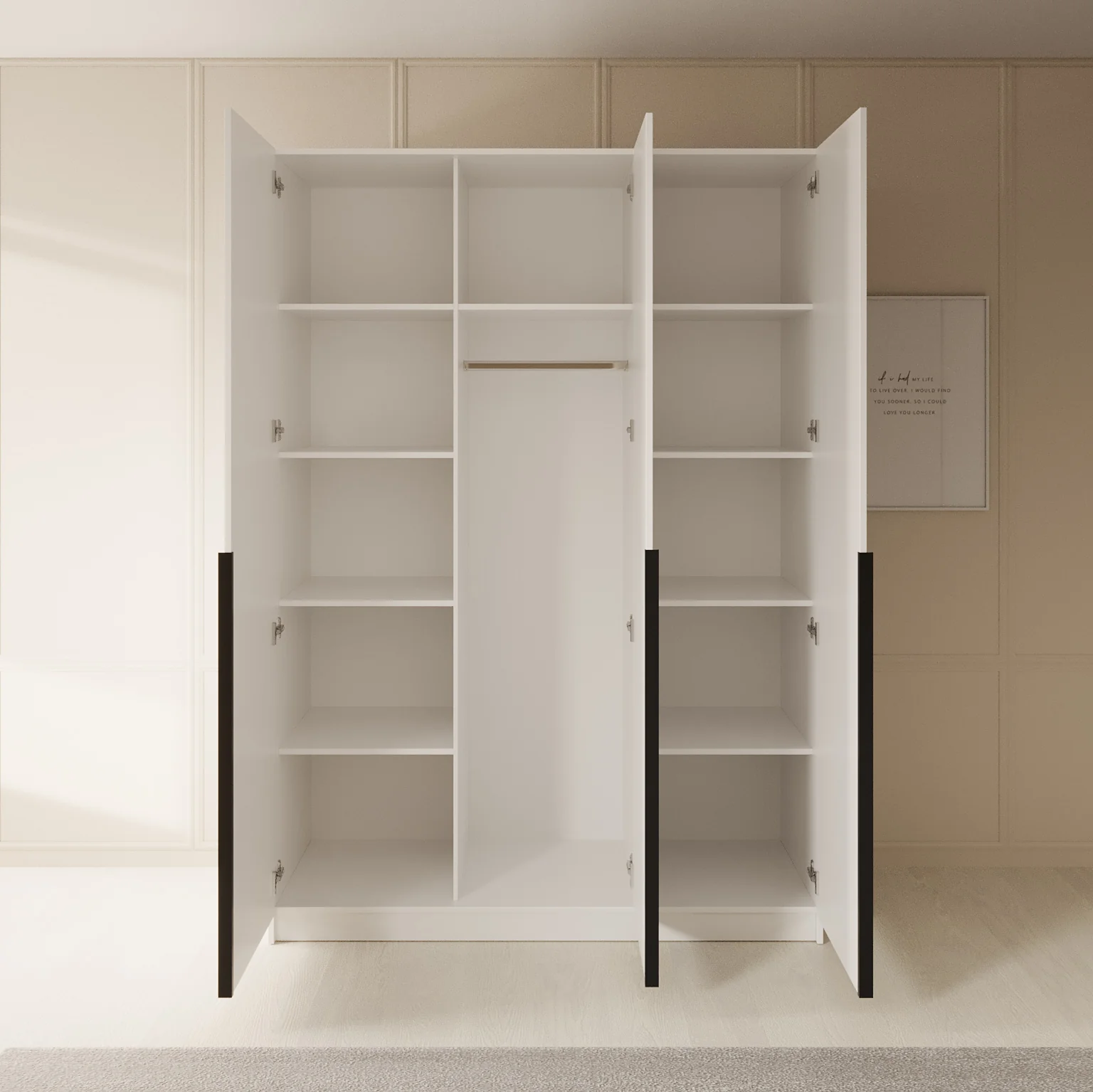 Sabre - Kledingkast met spiegel - Wit - 150x58x215 cm - Image 2