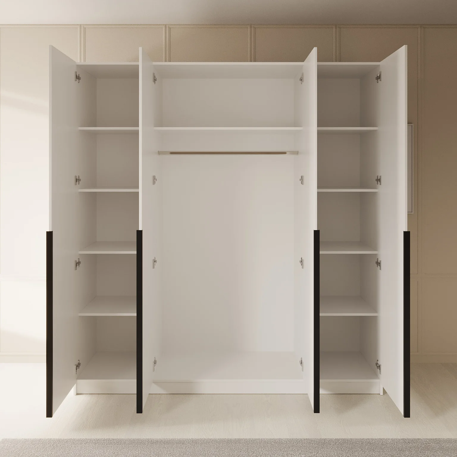 Sabre - Kledingkast met spiegel - Wit - 200x58x215 cm - Image 2