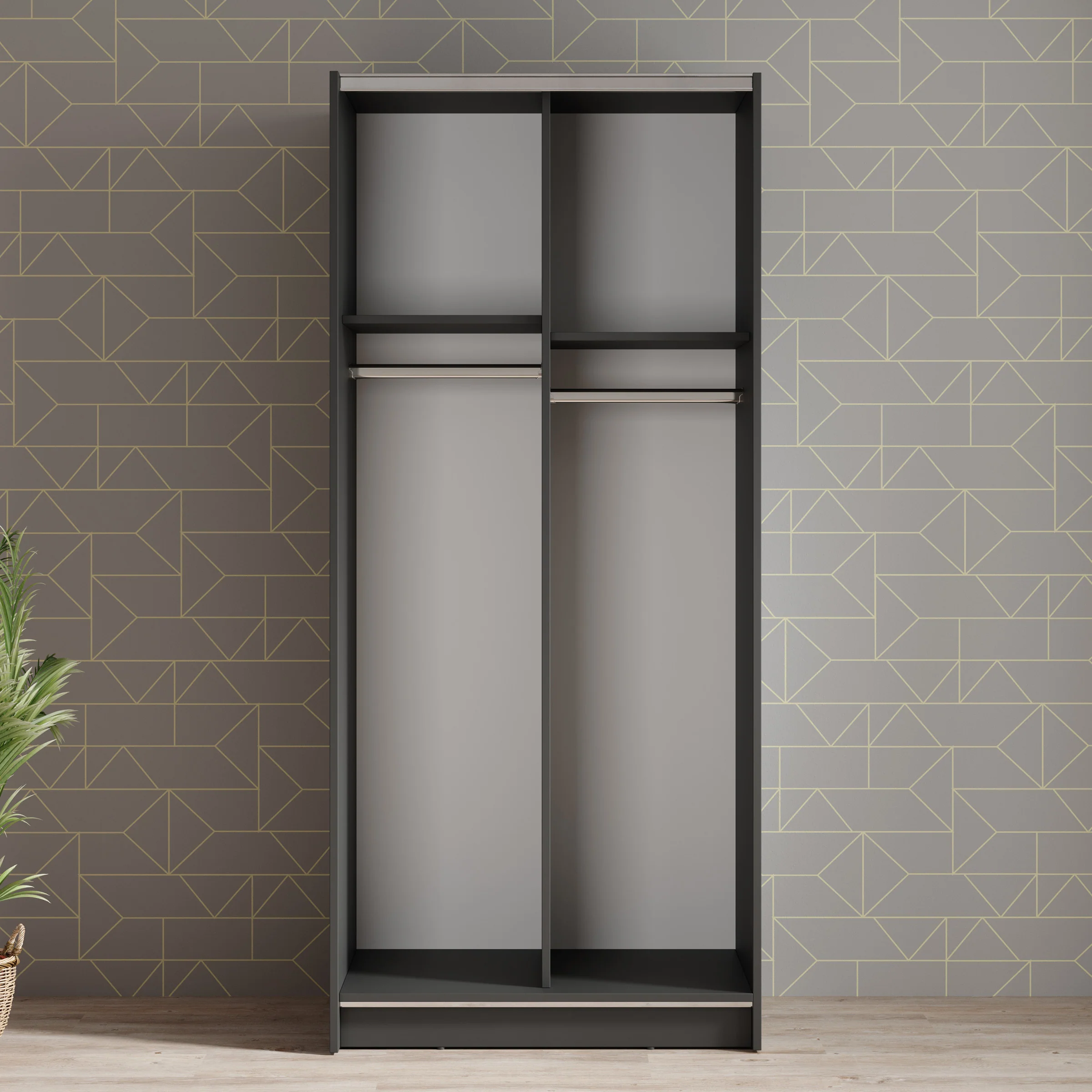 Salta - Kledingkast met schuifdeuren - Zwart - 80x55x182 cm - Image 2