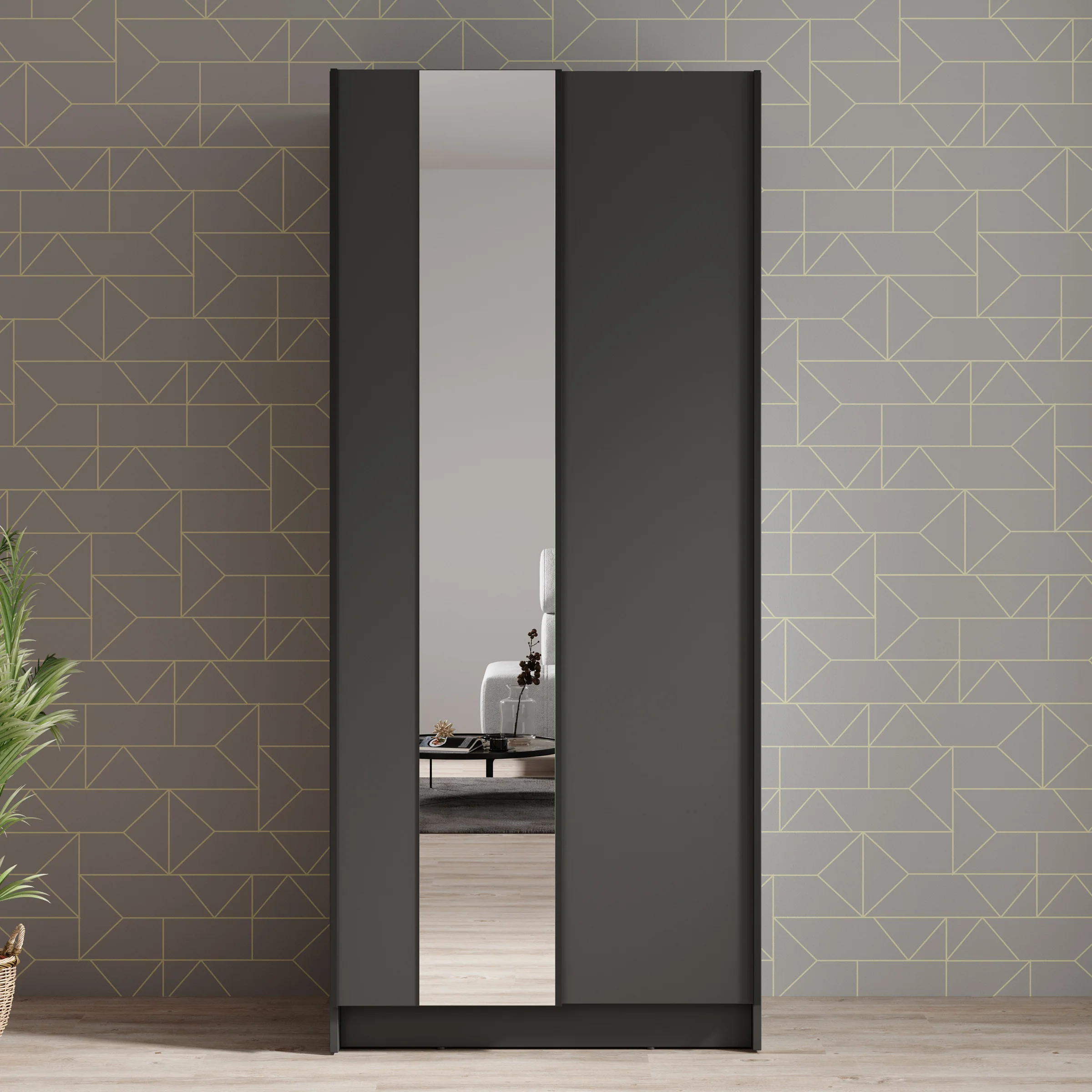 Salta - Kledingkast met schuifdeuren - Zwart - 80x55x182 cm - Image 3