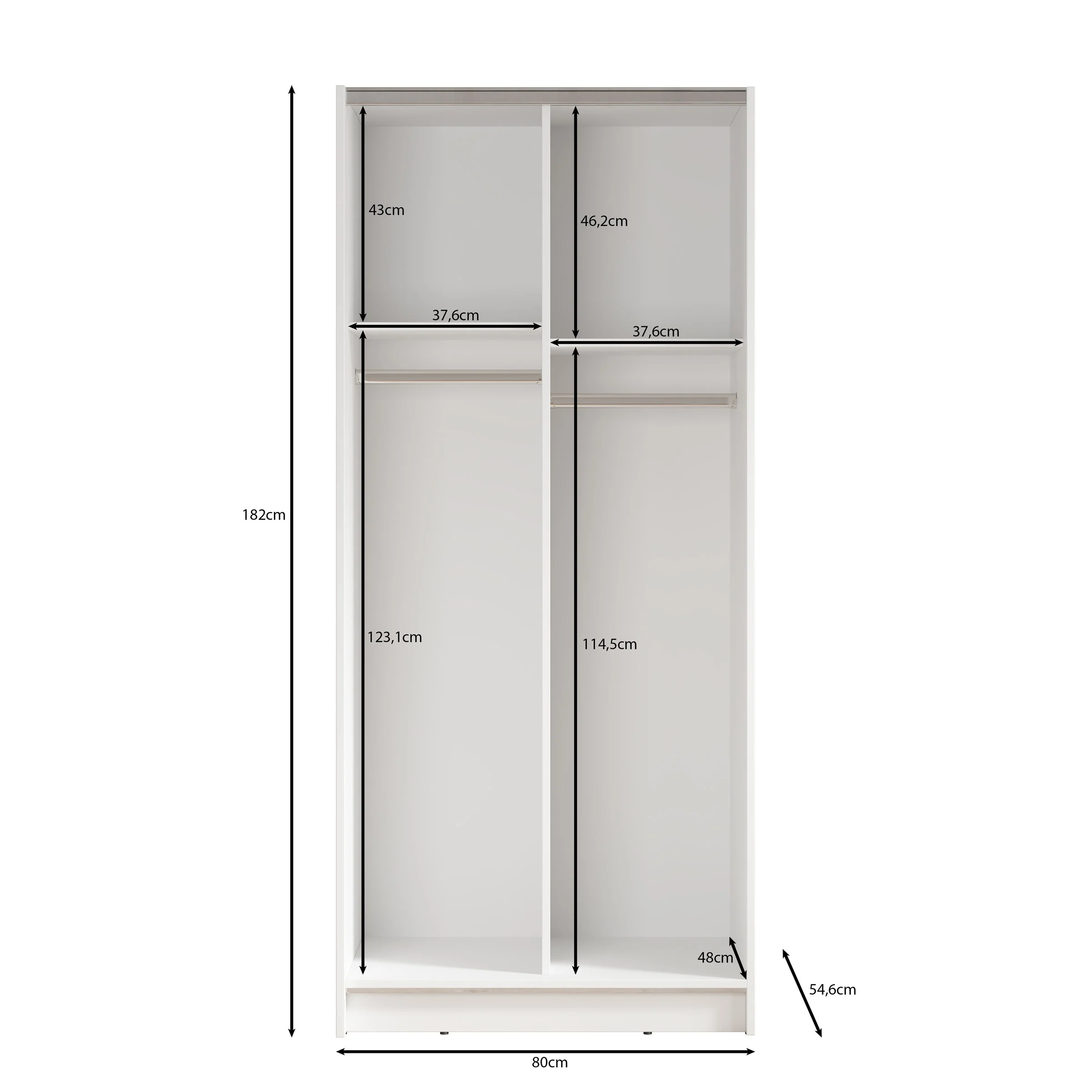 Salta - Kledingkast met schuifdeuren - Zwart - 80x55x182 cm - Image 5
