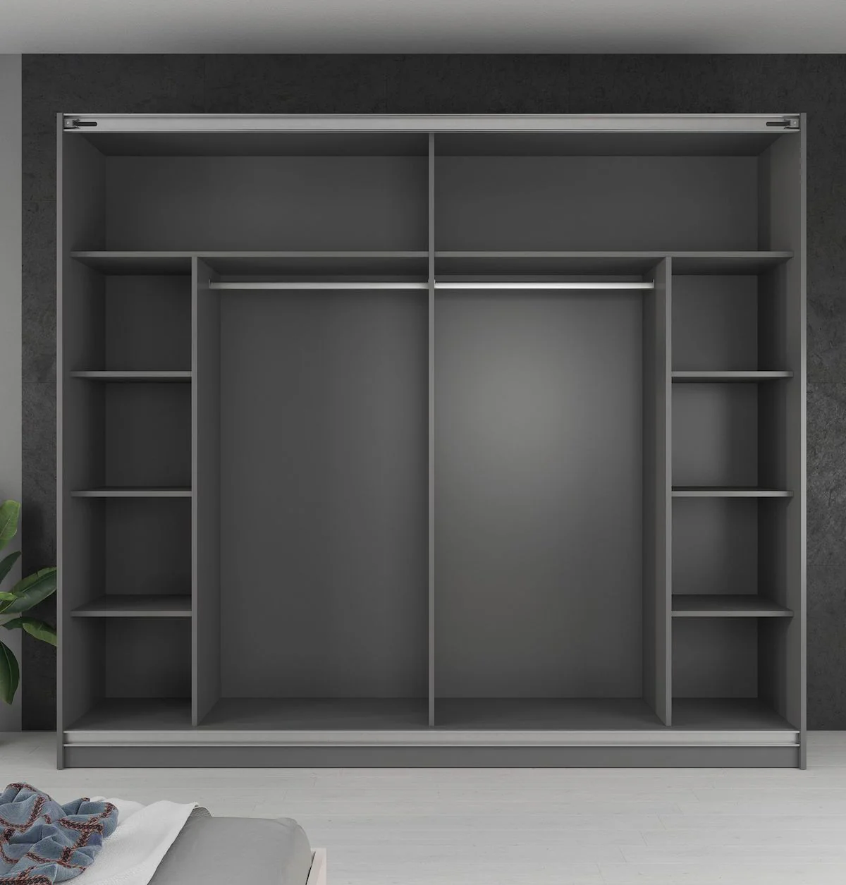 Samantha - Kledingkast met schuifdeuren - Grijs - 237x62x210 cm - Image 3