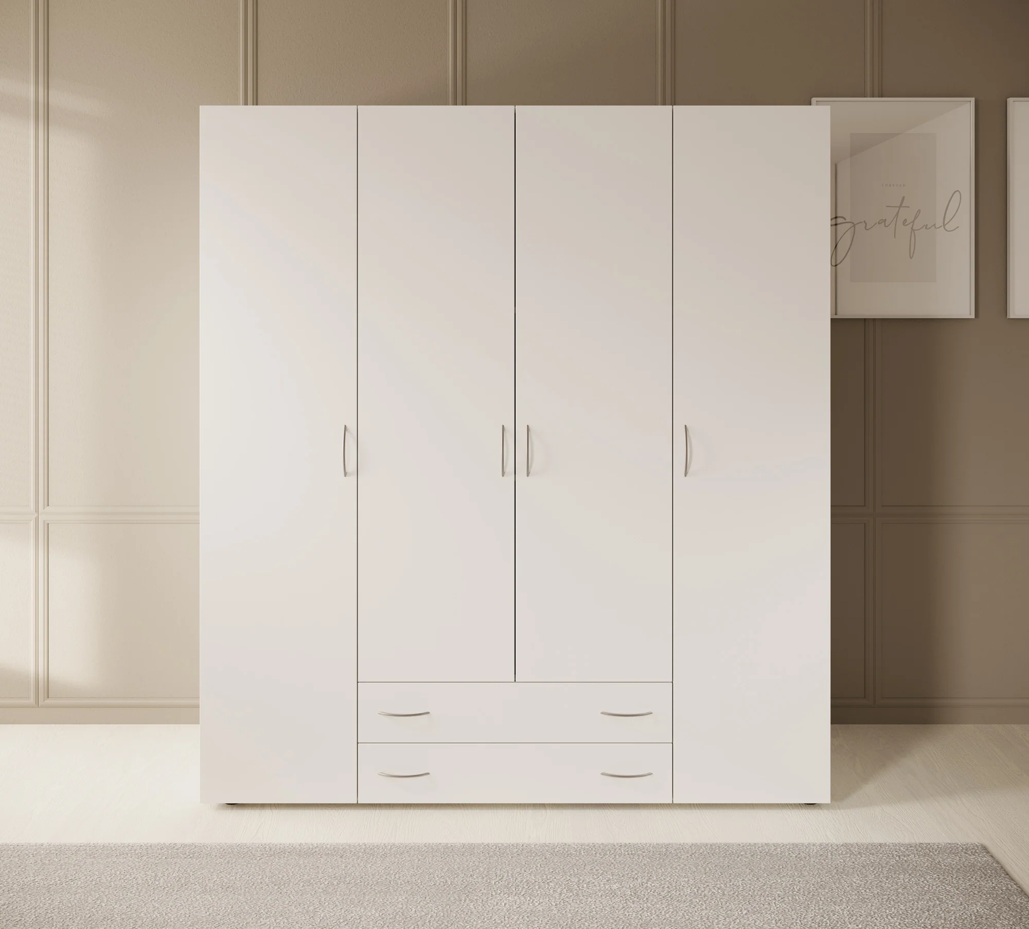 Serra - Kledingkast 4-deurs - Wit - 160x51x177 cm - Image 2