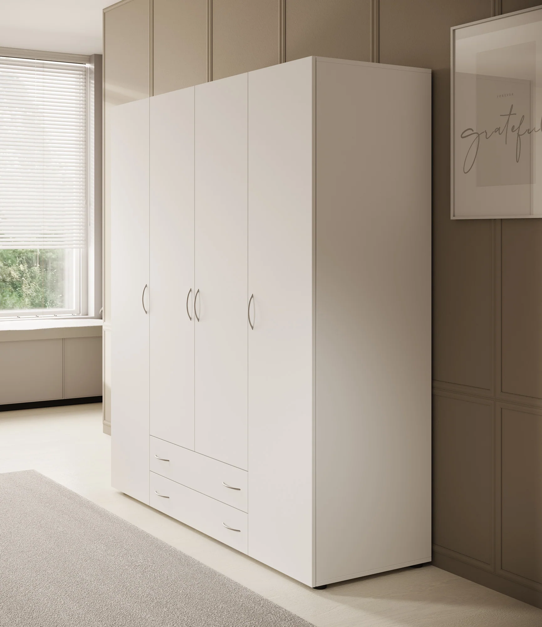 Serra - Kledingkast 4-deurs - Wit - 160x51x177 cm - Image 4